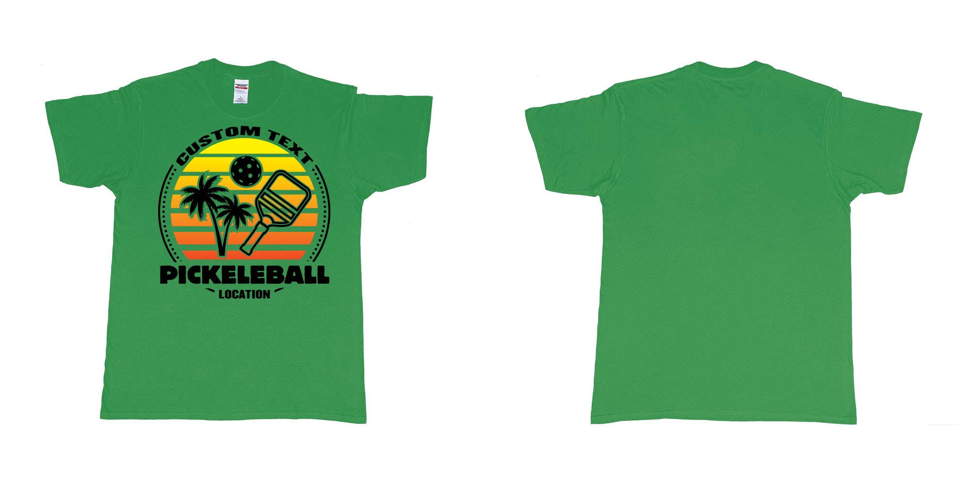 Custom tshirt design pickleball sunset club team own custom design print bali print in fabric color irish-green choice your own text made in Bali by The Pirate Way