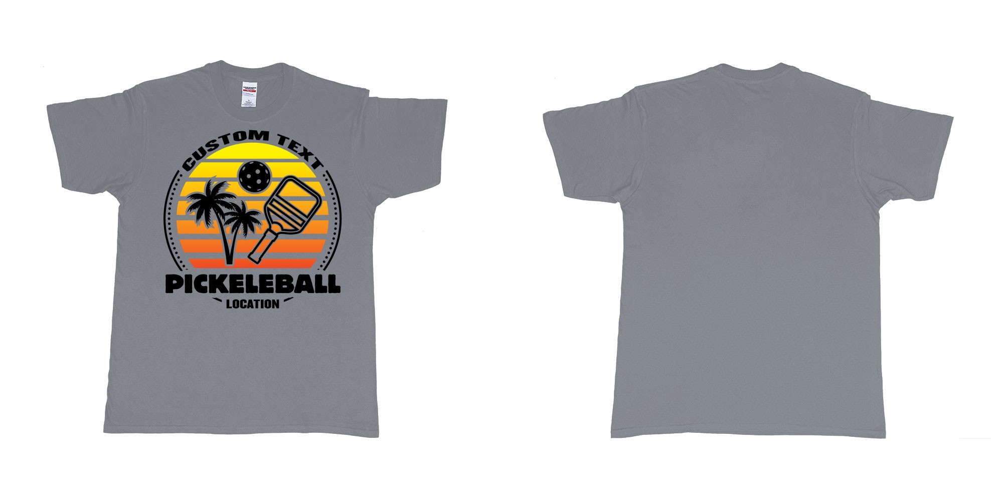 Custom tshirt design pickleball sunset club team own custom design print bali print in fabric color misty choice your own text made in Bali by The Pirate Way