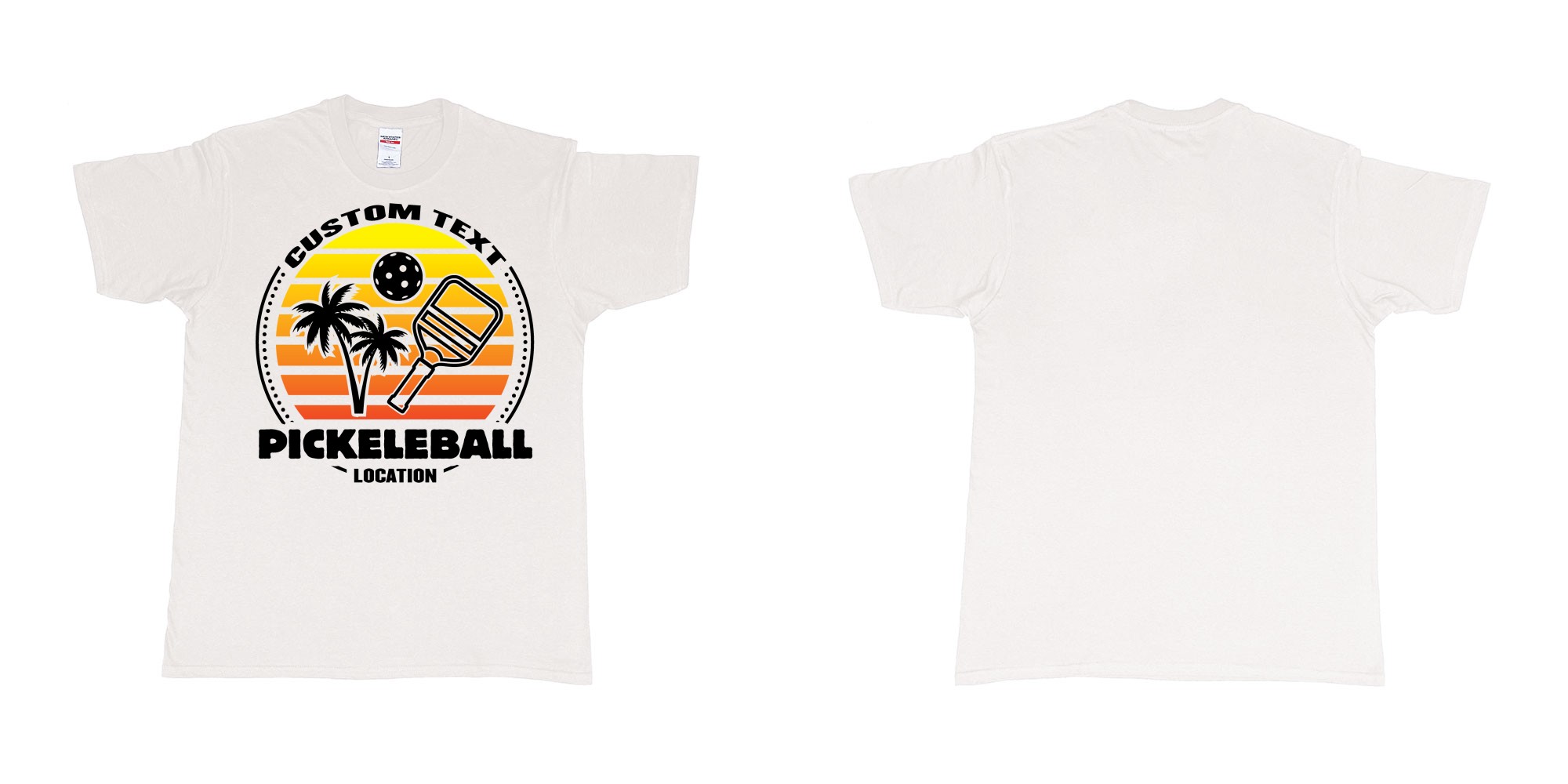 Custom tshirt design pickleball sunset club team own custom design print bali print in fabric color white choice your own text made in Bali by The Pirate Way