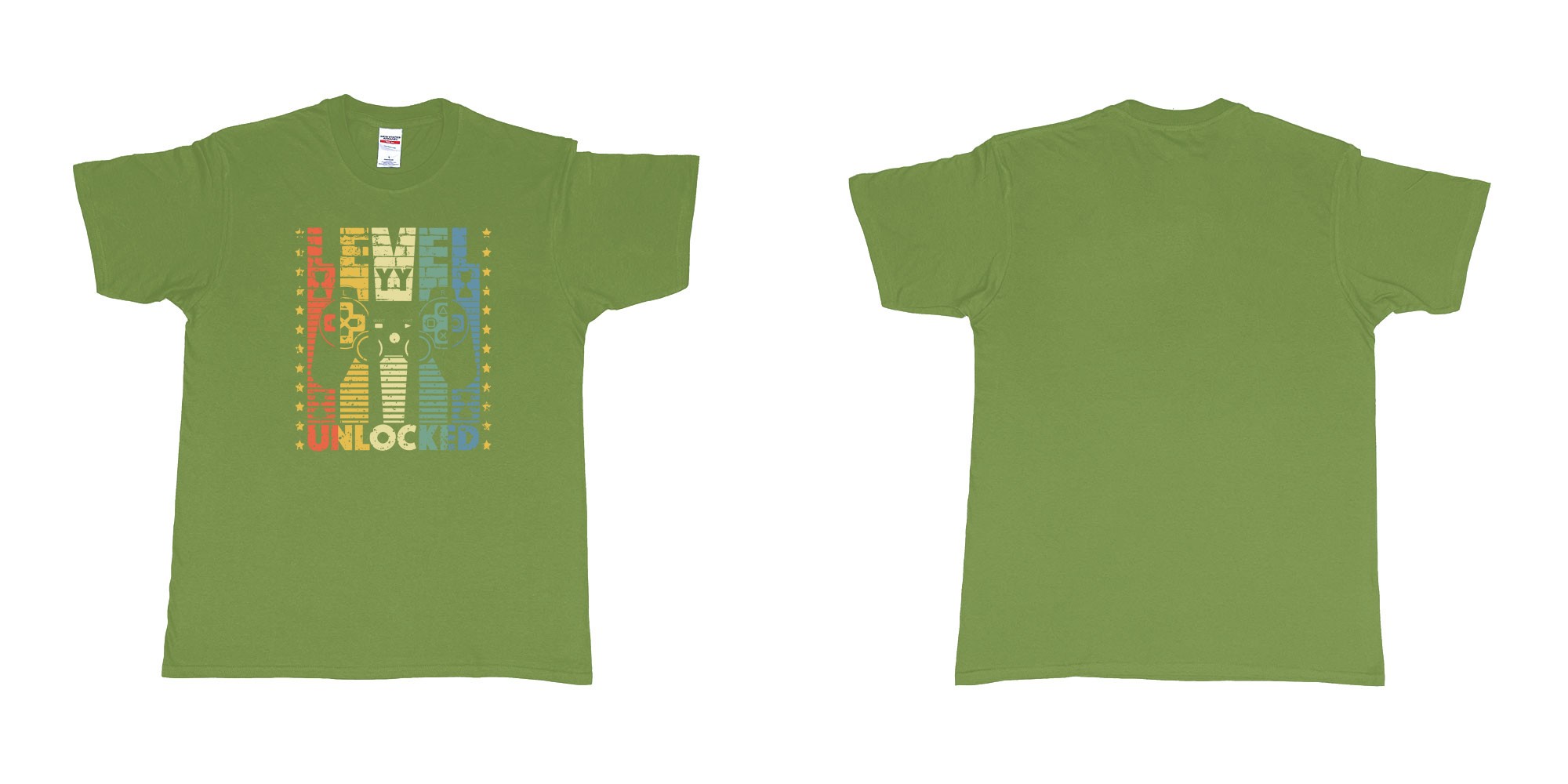 Custom tshirt design playstation level custom birthday year in fabric color military-green choice your own text made in Bali by The Pirate Way