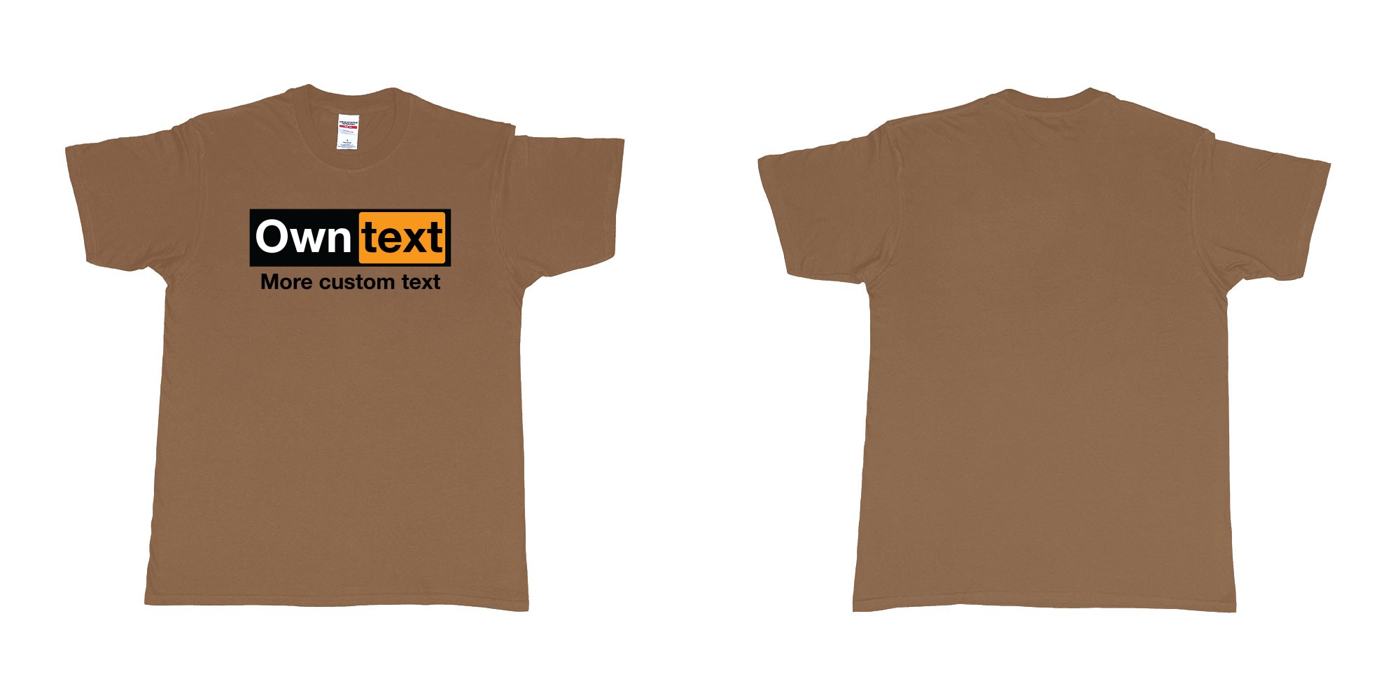 Custom tshirt design porn hub add custom text print tshirt in fabric color chestnut choice your own text made in Bali by The Pirate Way