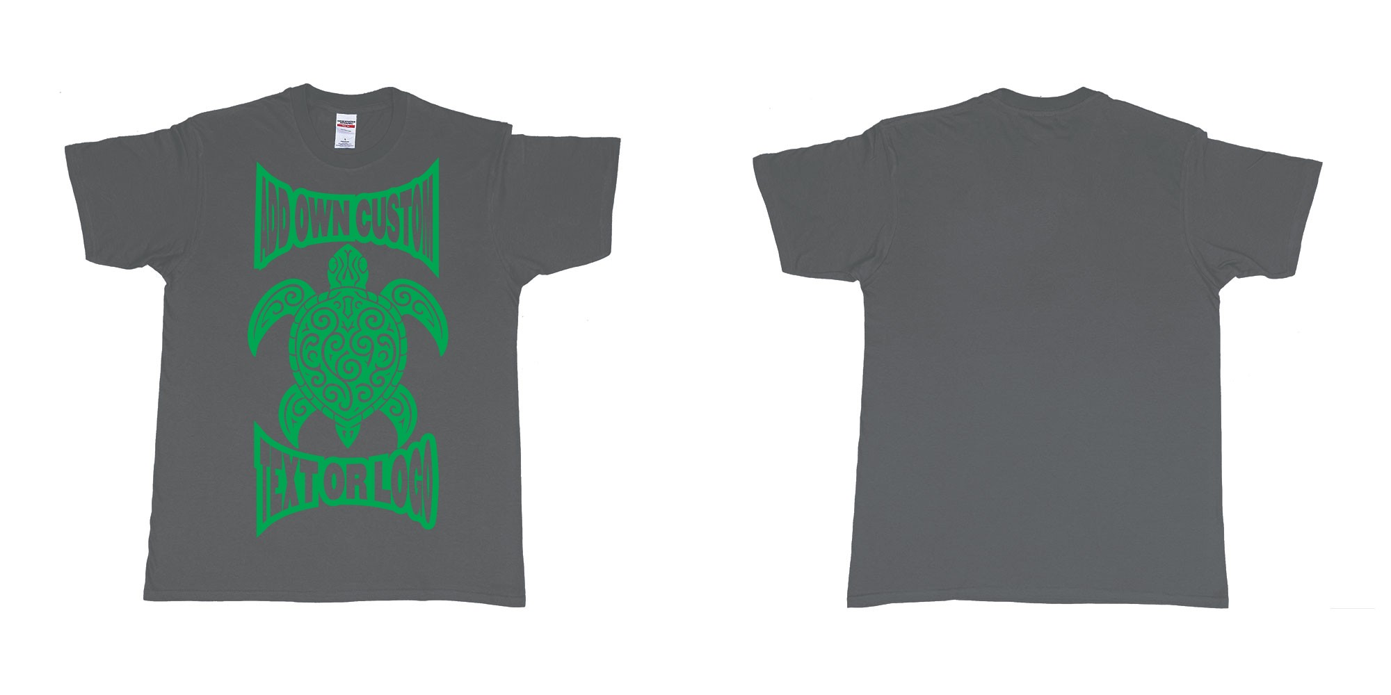 Custom tshirt design print turtle tribal add own custom text or logo bali design in fabric color charcoal choice your own text made in Bali by The Pirate Way