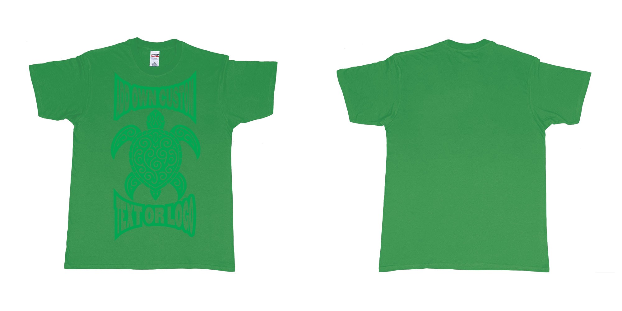 Custom tshirt design print turtle tribal add own custom text or logo bali design in fabric color irish-green choice your own text made in Bali by The Pirate Way