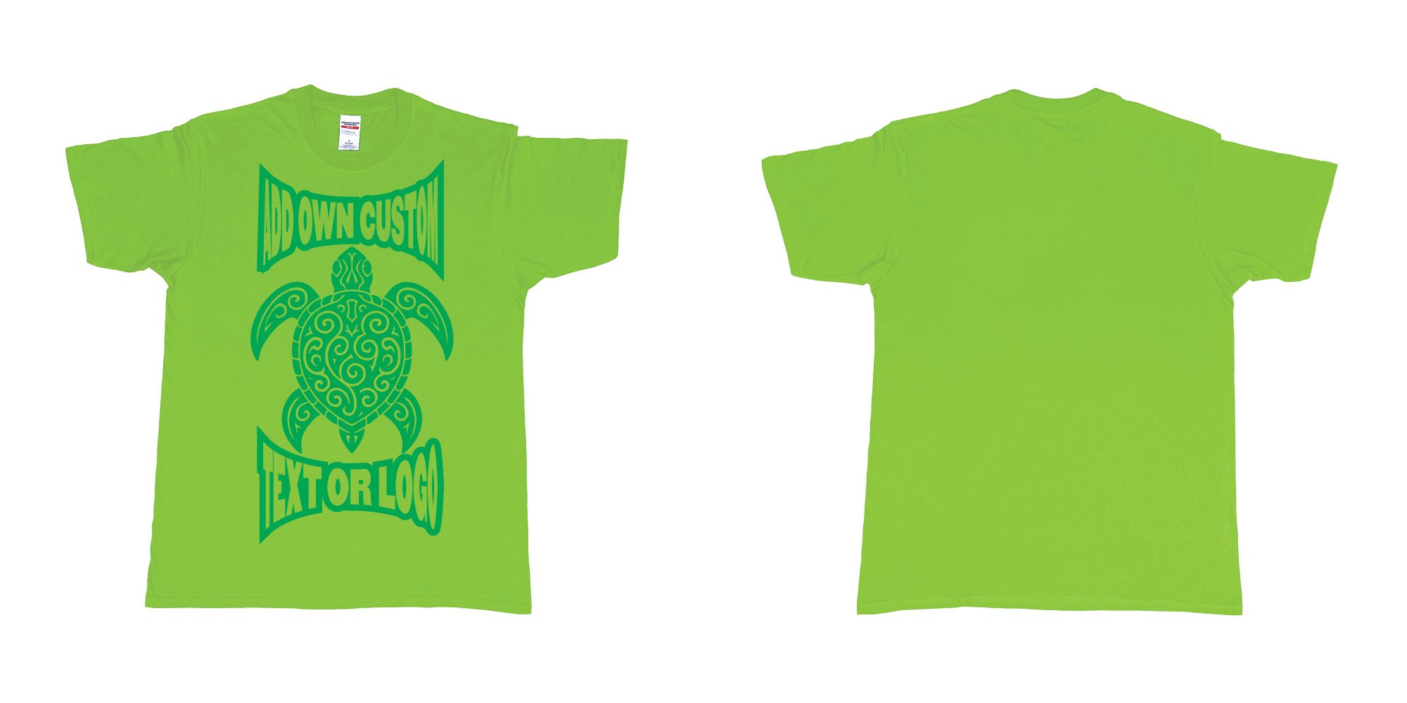 Custom tshirt design print turtle tribal add own custom text or logo bali design in fabric color lime choice your own text made in Bali by The Pirate Way