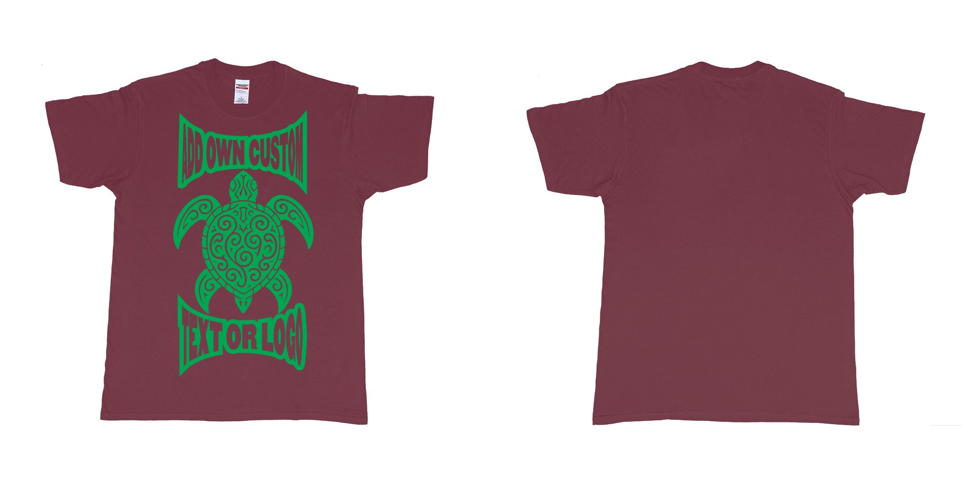 Custom tshirt design print turtle tribal add own custom text or logo bali design in fabric color marron choice your own text made in Bali by The Pirate Way
