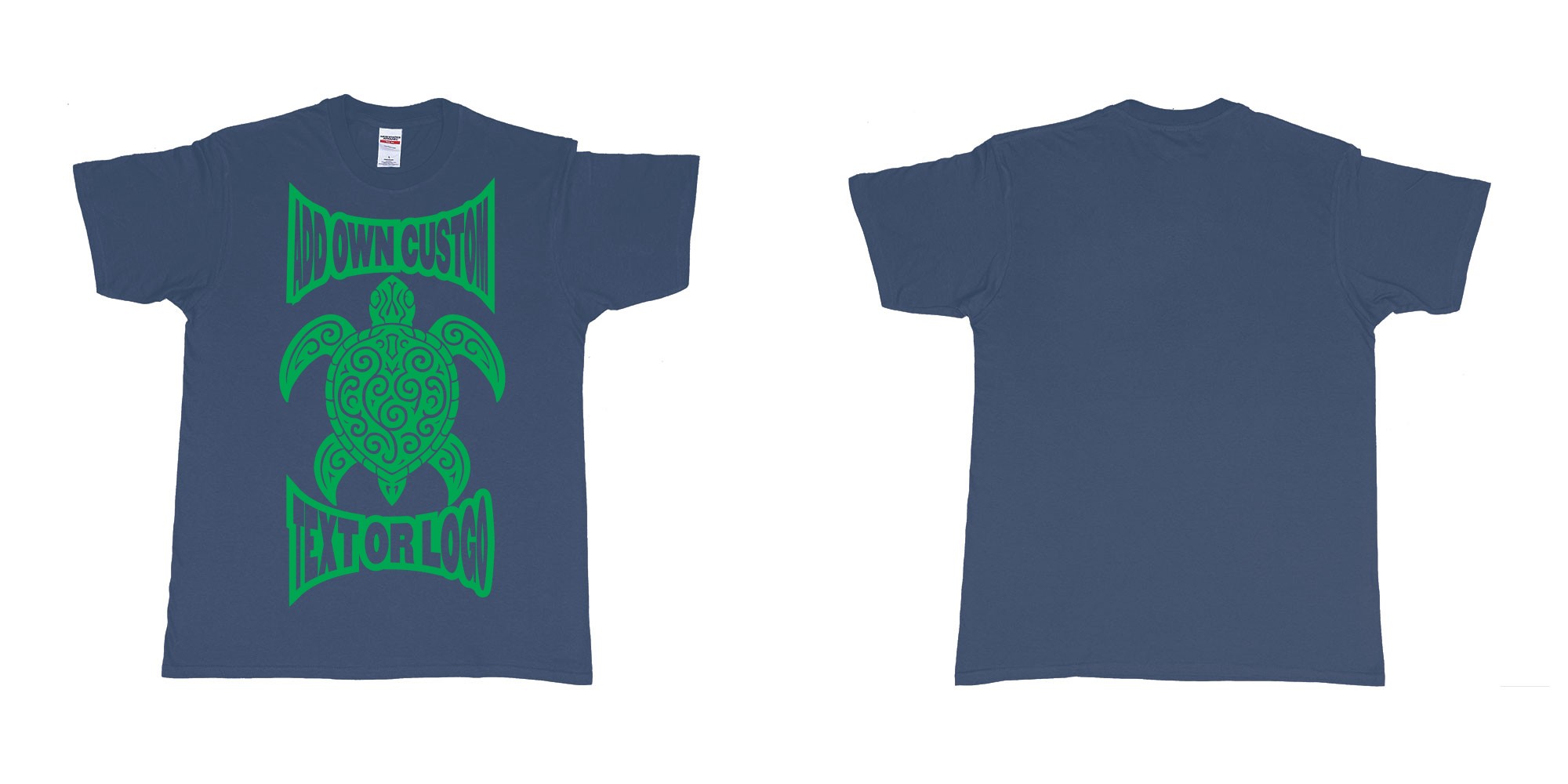 Custom tshirt design print turtle tribal add own custom text or logo bali design in fabric color navy choice your own text made in Bali by The Pirate Way