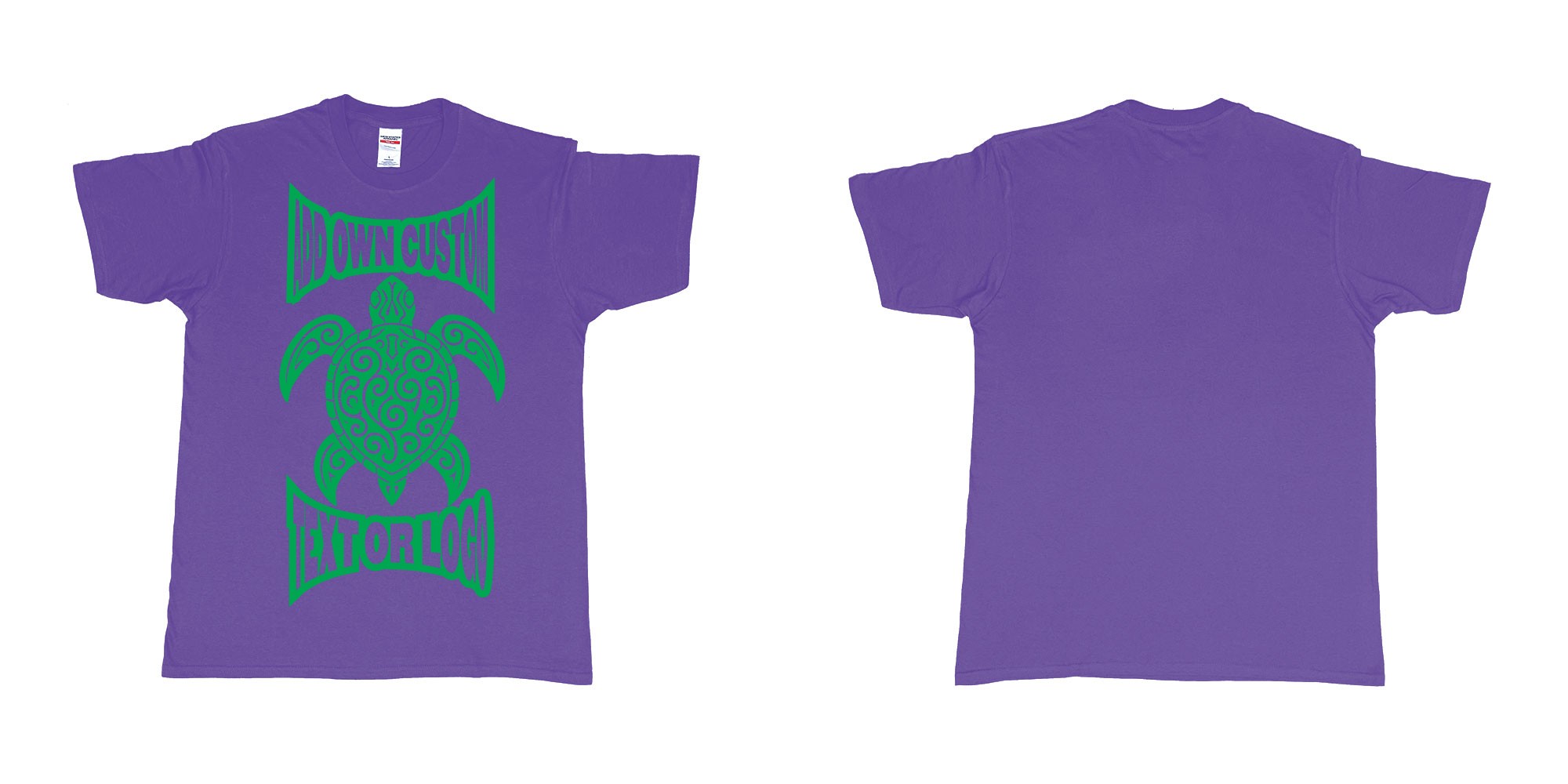 Custom tshirt design print turtle tribal add own custom text or logo bali design in fabric color purple choice your own text made in Bali by The Pirate Way