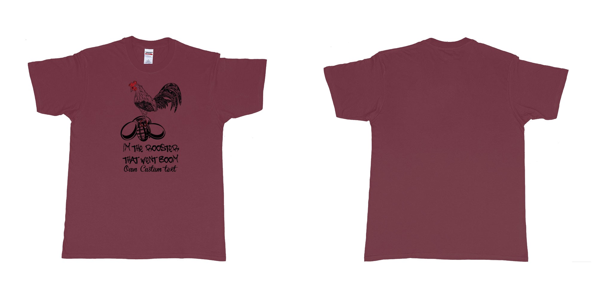 Custom tshirt design rooster zodiak egg handgrenade tribal in fabric color marron choice your own text made in Bali by The Pirate Way