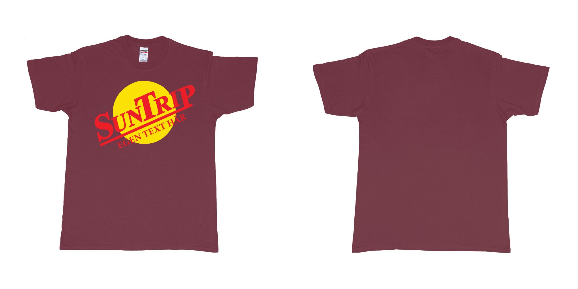 Custom tshirt design sallskapsresan suntrip eget tshirt tryck bali resa in fabric color marron choice your own text made in Bali by The Pirate Way