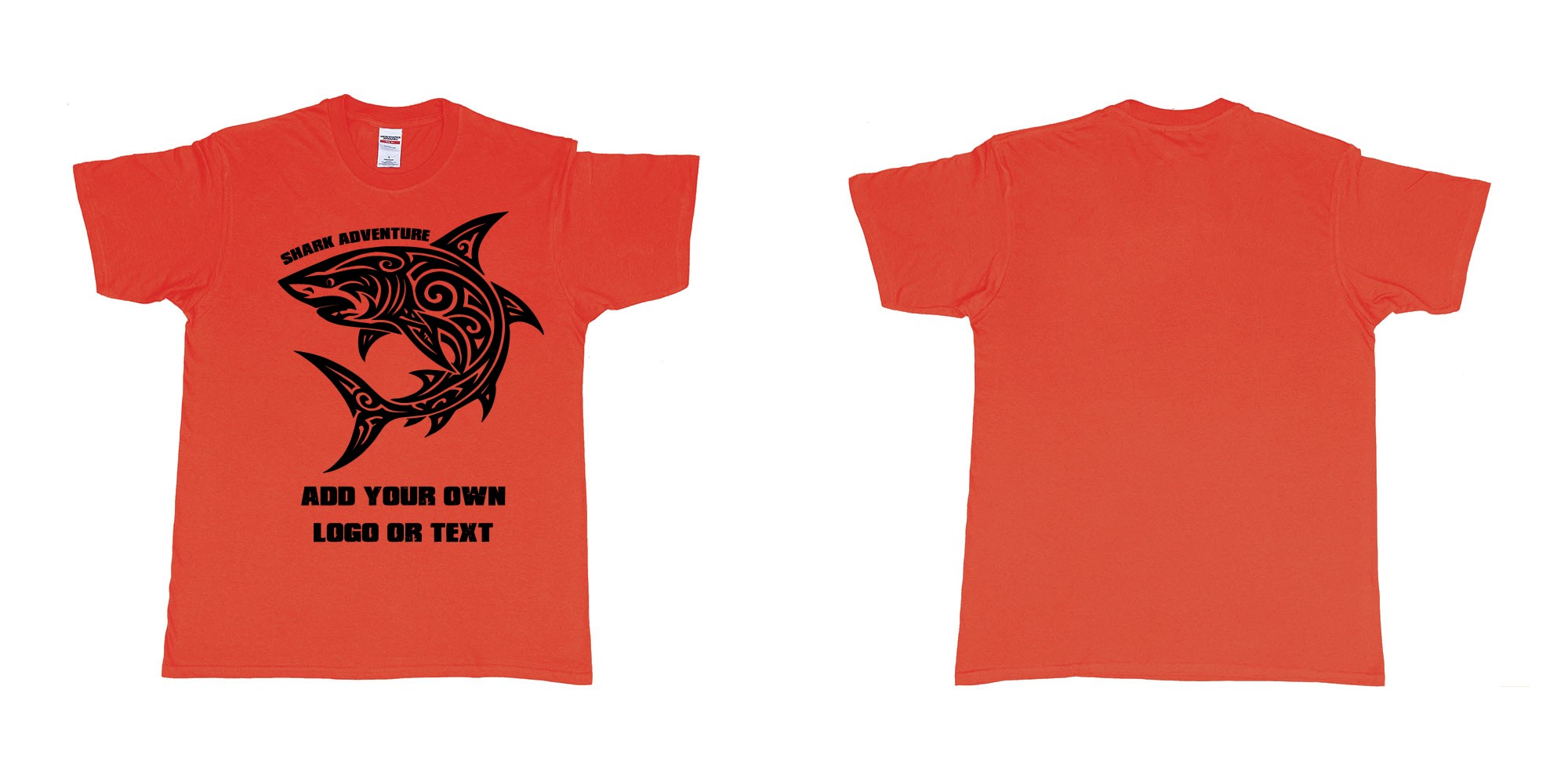 Custom tshirt design shark tribal add own logo or text bali tshirt design in fabric color red choice your own text made in Bali by The Pirate Way