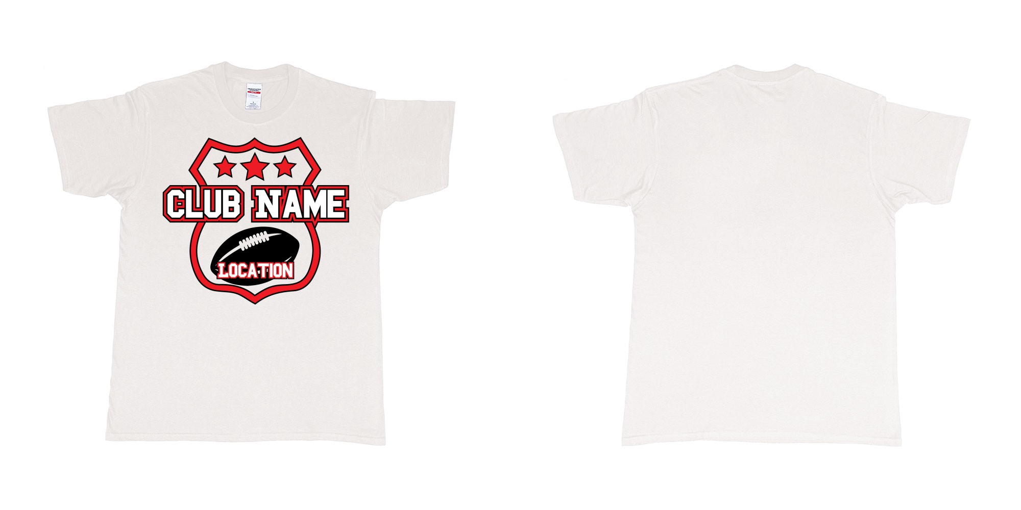 Custom tshirt design shield tripple stars custom logo in fabric color white choice your own text made in Bali by The Pirate Way