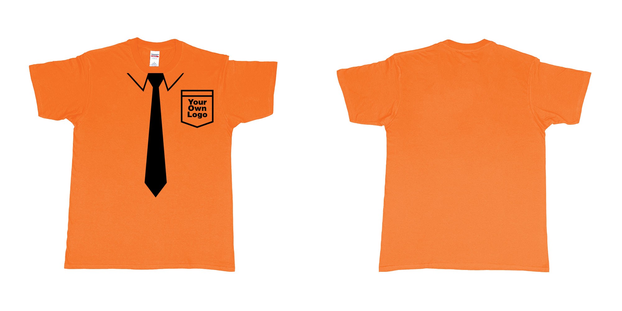 Custom tshirt design staff uniform with tie pocket own logo bali in fabric color orange choice your own text made in Bali by The Pirate Way