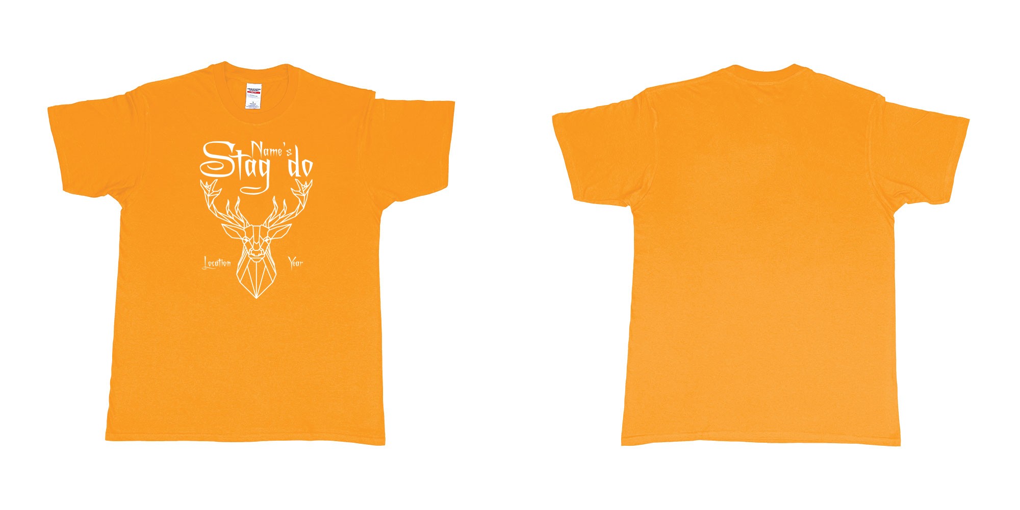 Custom tshirt design stag do design custom location year in fabric color gold choice your own text made in Bali by The Pirate Way