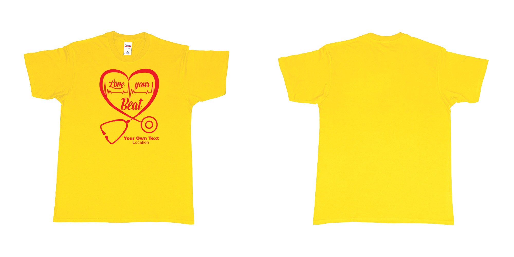 Custom tshirt design stethoscope doctor love your beat hearth custom tshirt print in fabric color daisy choice your own text made in Bali by The Pirate Way