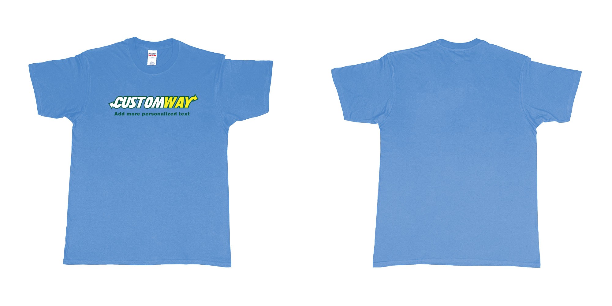 Custom tshirt design subway logo design customizable personalized text print in fabric color carolina-blue choice your own text made in Bali by The Pirate Way