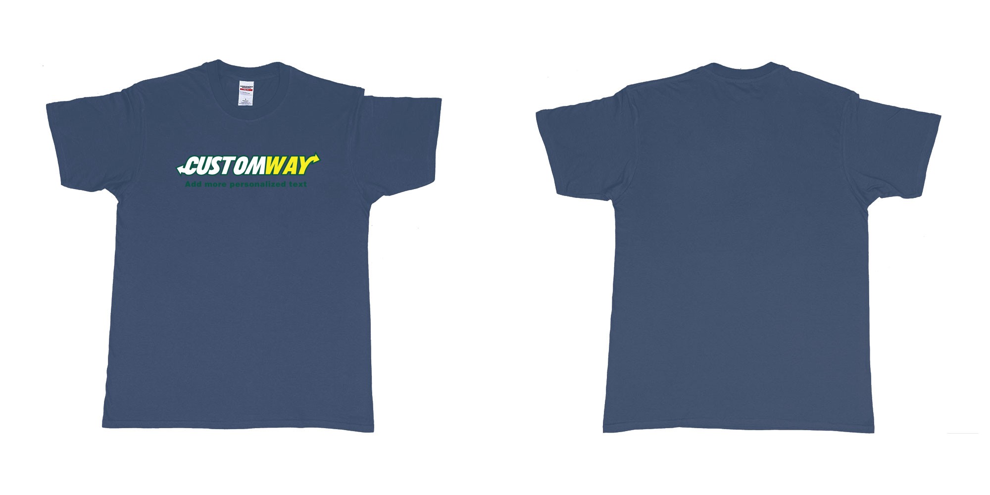Custom tshirt design subway logo design customizable personalized text print in fabric color navy choice your own text made in Bali by The Pirate Way