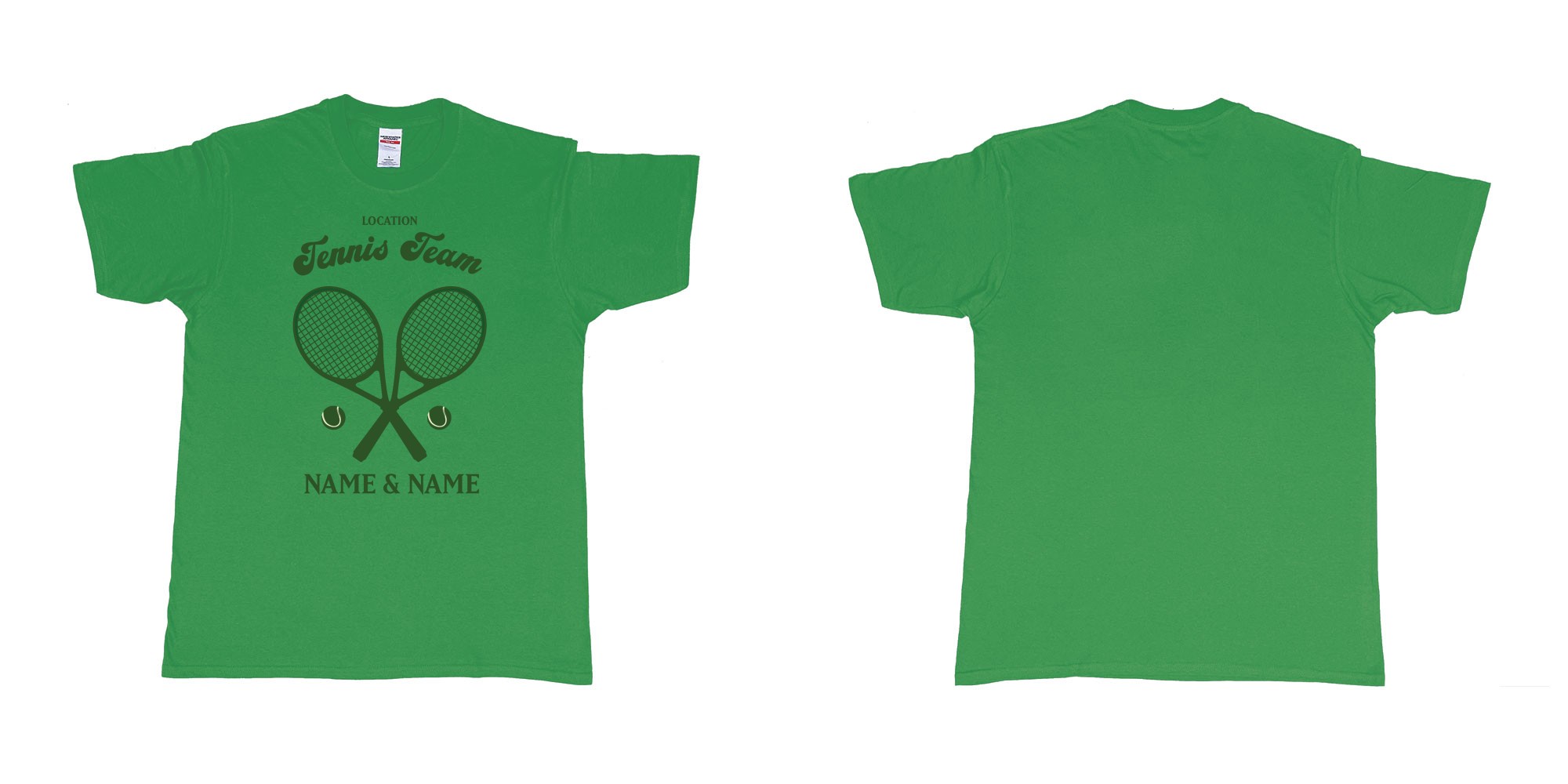 Custom tshirt design tennis team club  logo design custom names in fabric color irish-green choice your own text made in Bali by The Pirate Way