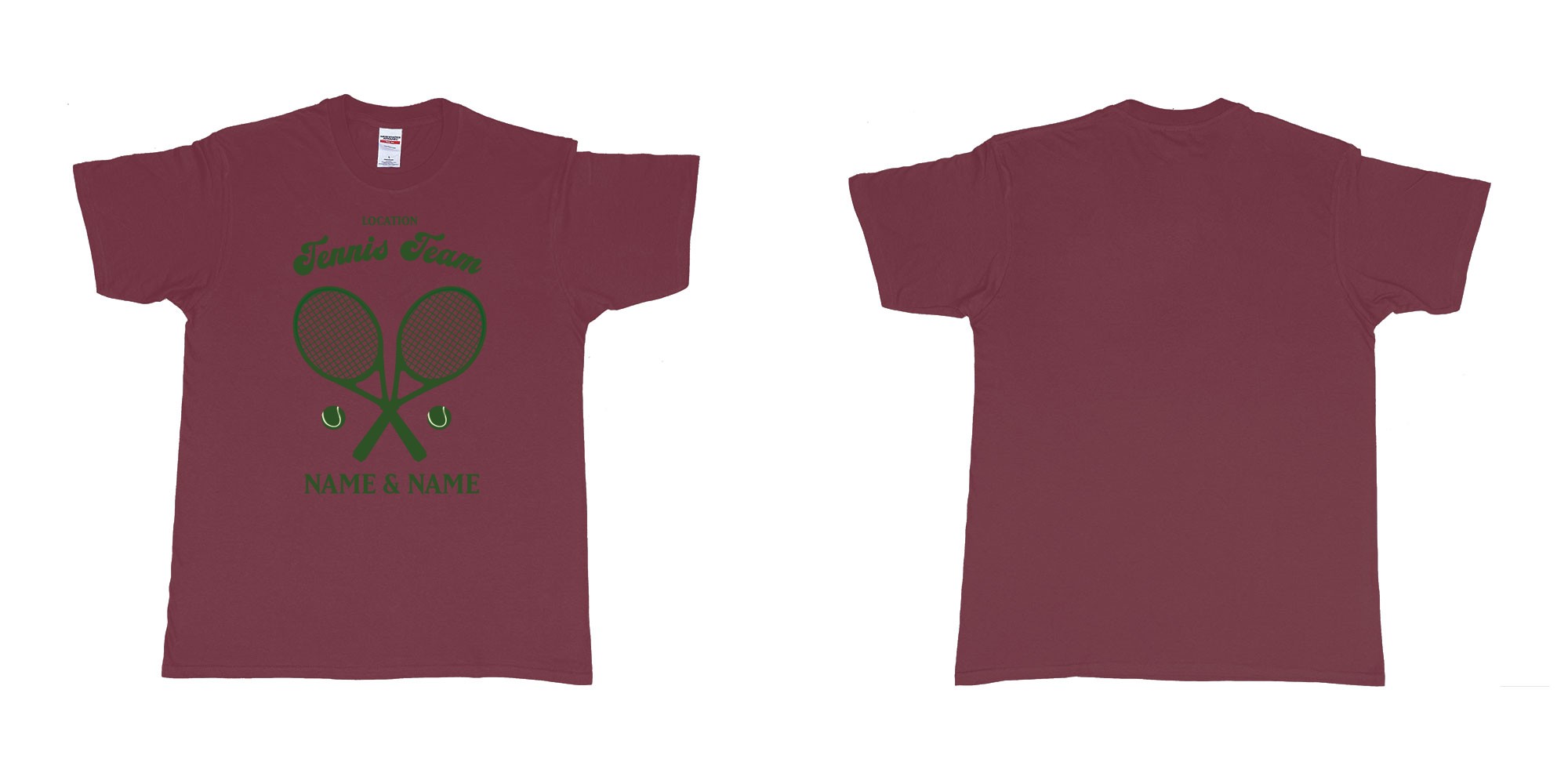 Custom tshirt design tennis team club  logo design custom names in fabric color marron choice your own text made in Bali by The Pirate Way