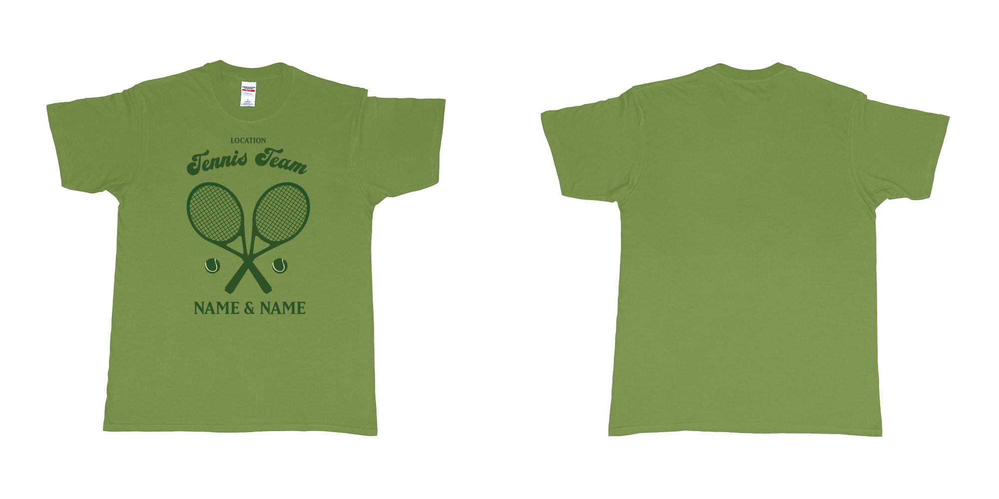 Custom tshirt design tennis team club  logo design custom names in fabric color military-green choice your own text made in Bali by The Pirate Way