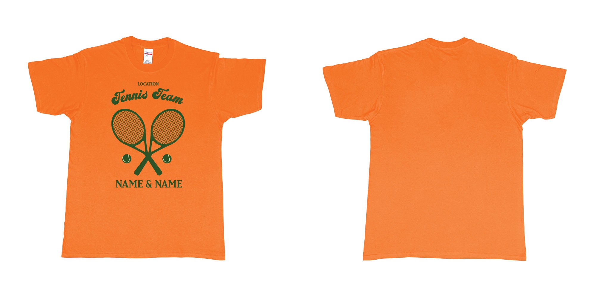 Custom tshirt design tennis team club  logo design custom names in fabric color orange choice your own text made in Bali by The Pirate Way
