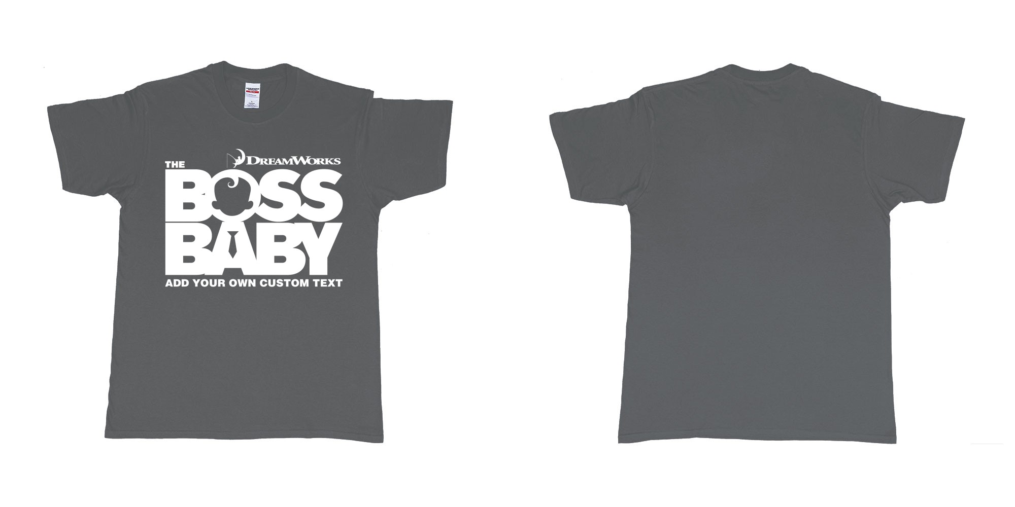 Custom tshirt design the boss baby in fabric color charcoal choice your own text made in Bali by The Pirate Way
