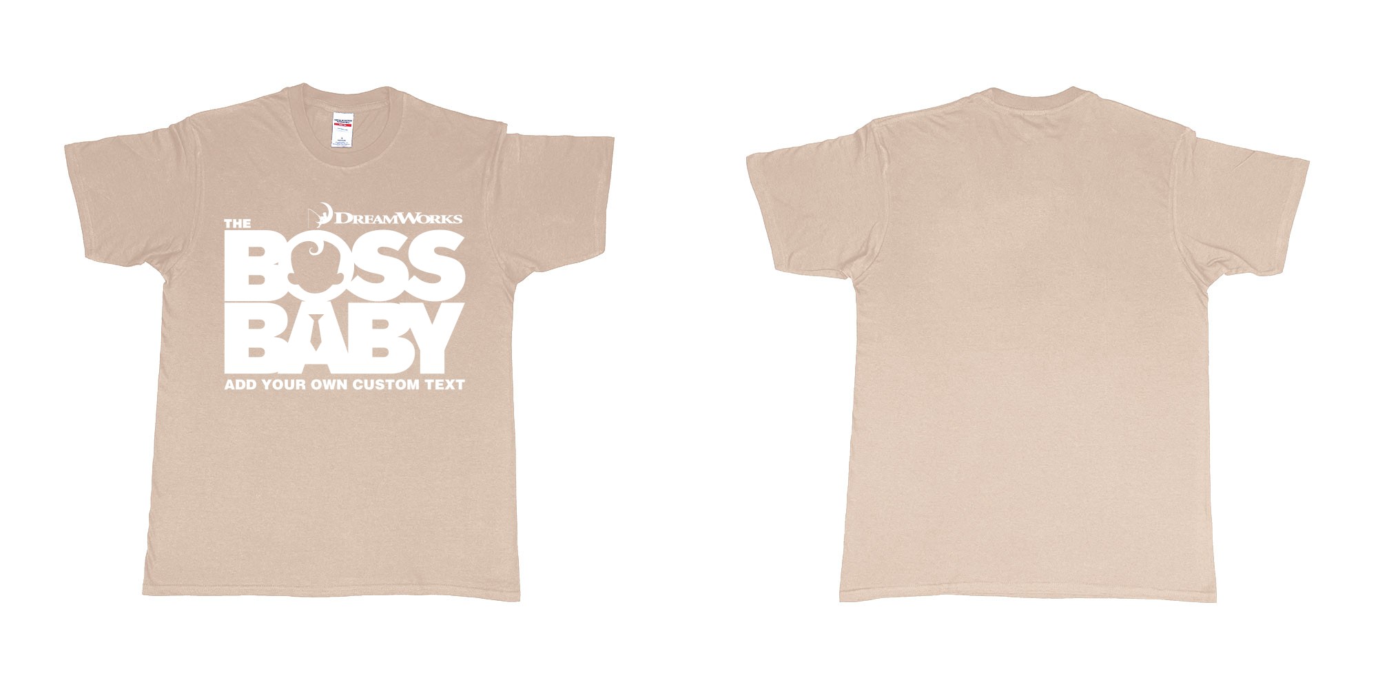 Custom tshirt design the boss baby in fabric color sand choice your own text made in Bali by The Pirate Way