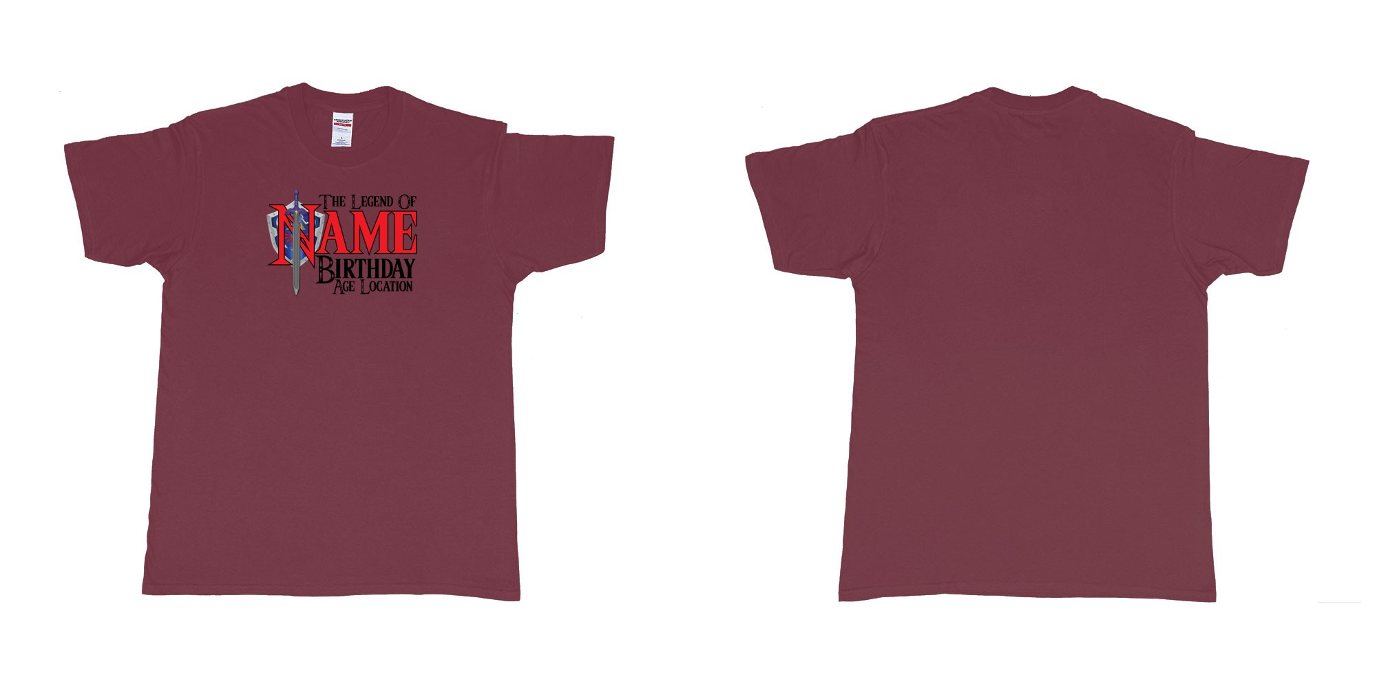 Custom tshirt design the legend of zelda birthday in fabric color marron choice your own text made in Bali by The Pirate Way