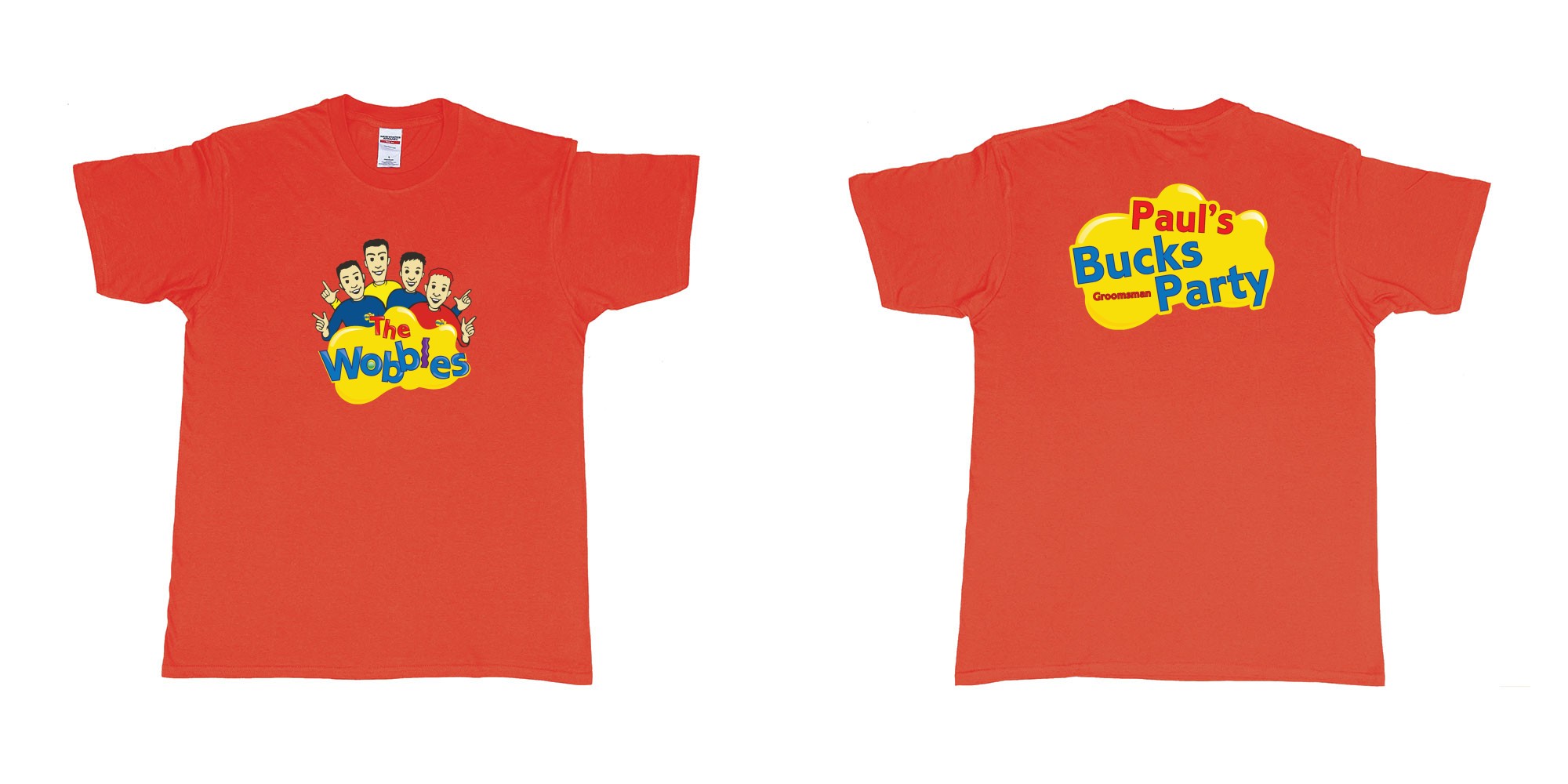 Custom tshirt design the wobbles in fabric color red choice your own text made in Bali by The Pirate Way