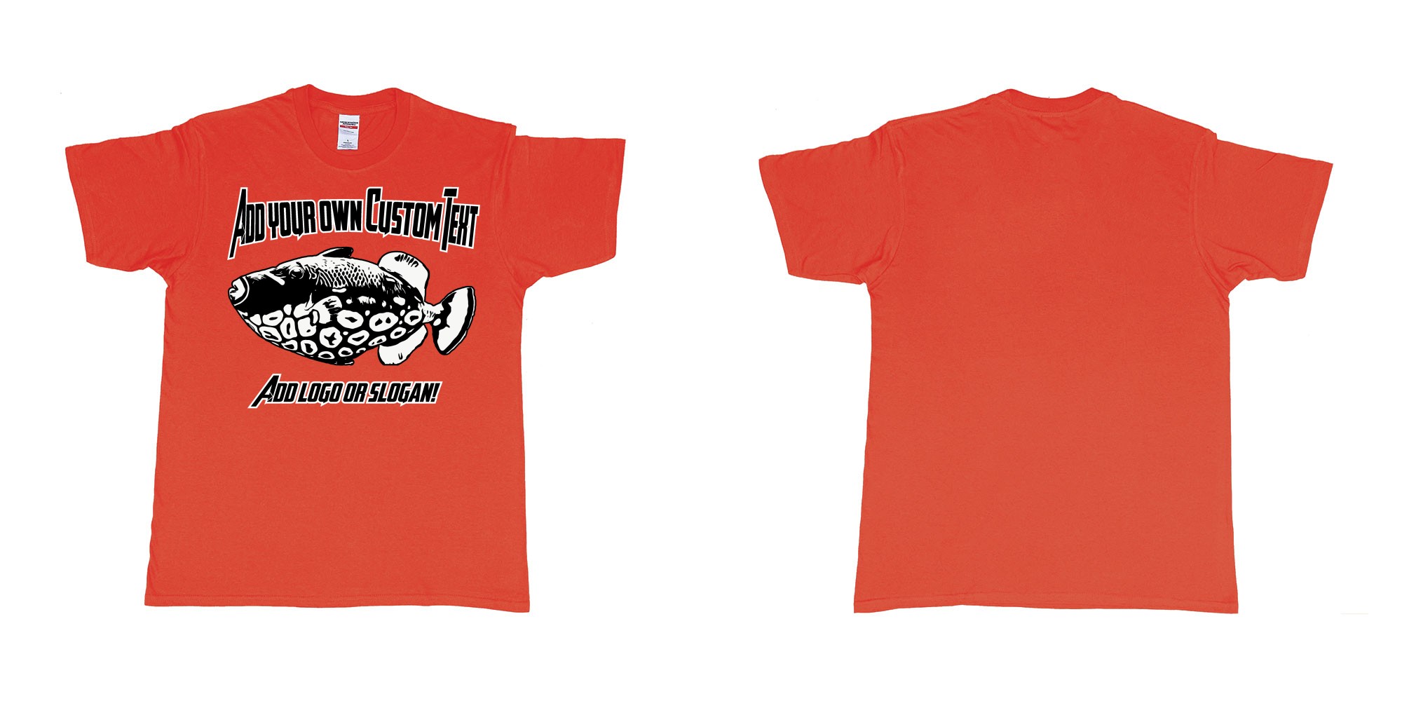 Custom tshirt design titan triggerfish scuba diving bali tshirt in fabric color red choice your own text made in Bali by The Pirate Way