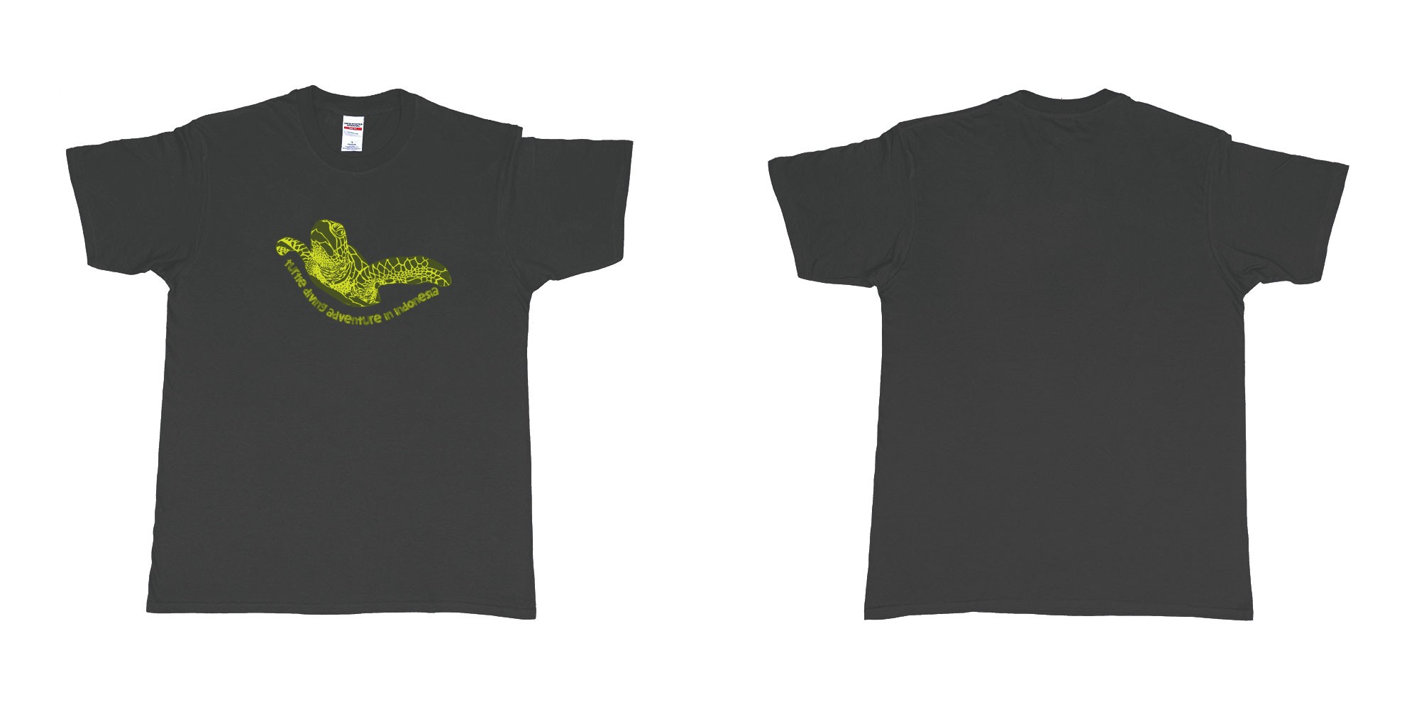 Custom tshirt design turtle diving adventure in indonesia in fabric color black choice your own text made in Bali by The Pirate Way