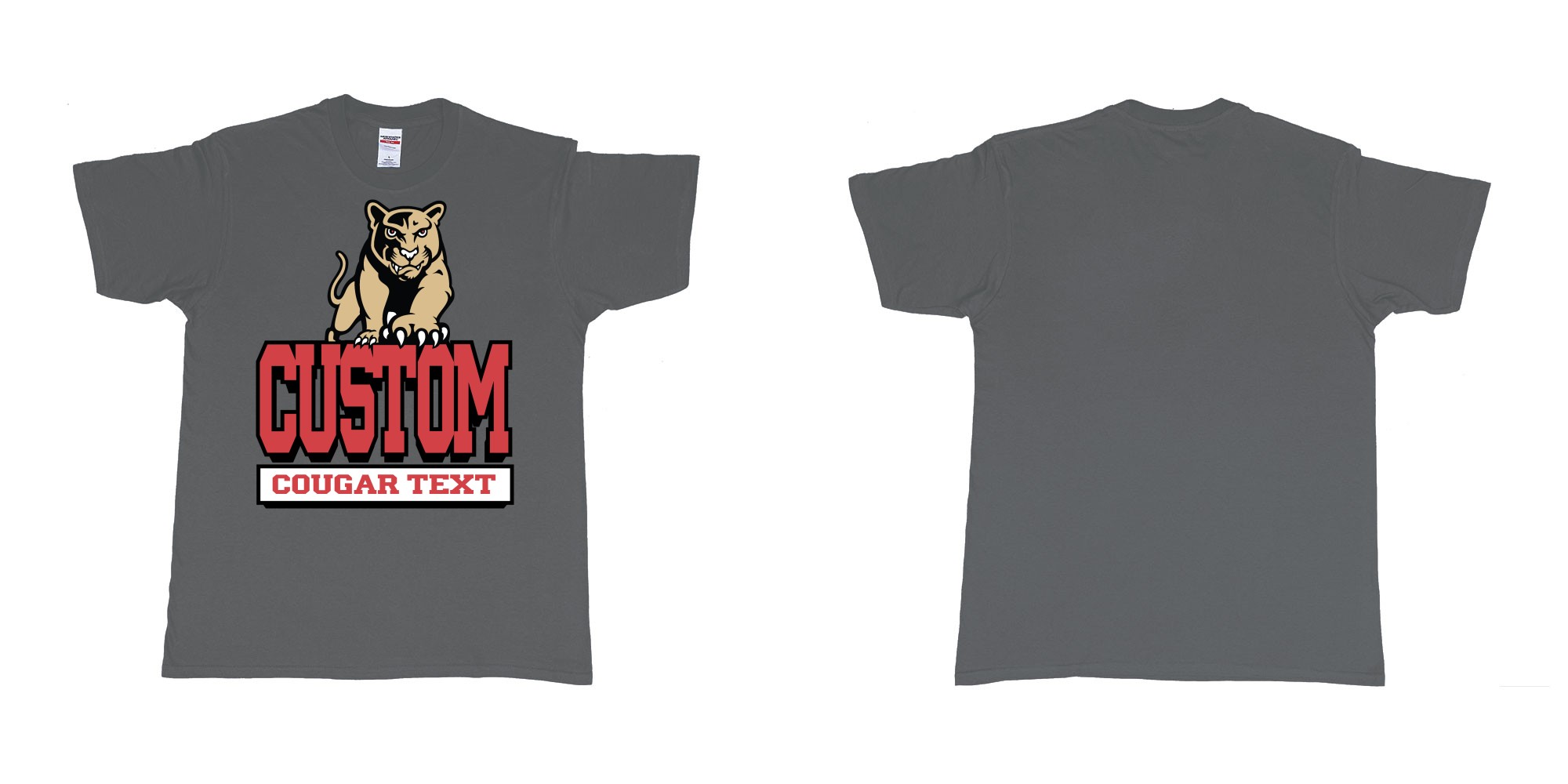 Custom tshirt design university of houston cougars logo custom text printing bali in fabric color charcoal choice your own text made in Bali by The Pirate Way