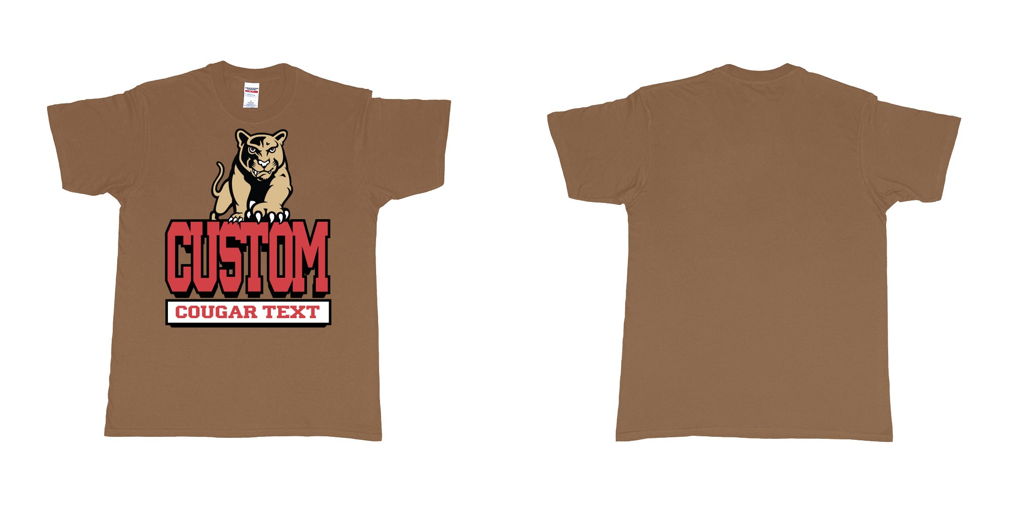 Custom tshirt design university of houston cougars logo custom text printing bali in fabric color chestnut choice your own text made in Bali by The Pirate Way