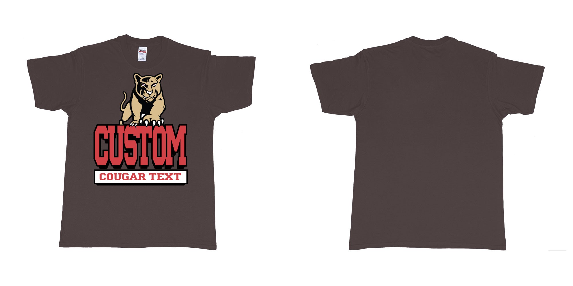 Custom tshirt design university of houston cougars logo custom text printing bali in fabric color dark-chocolate choice your own text made in Bali by The Pirate Way