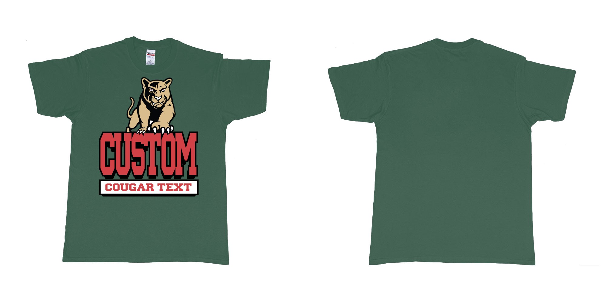 Custom tshirt design university of houston cougars logo custom text printing bali in fabric color forest-green choice your own text made in Bali by The Pirate Way