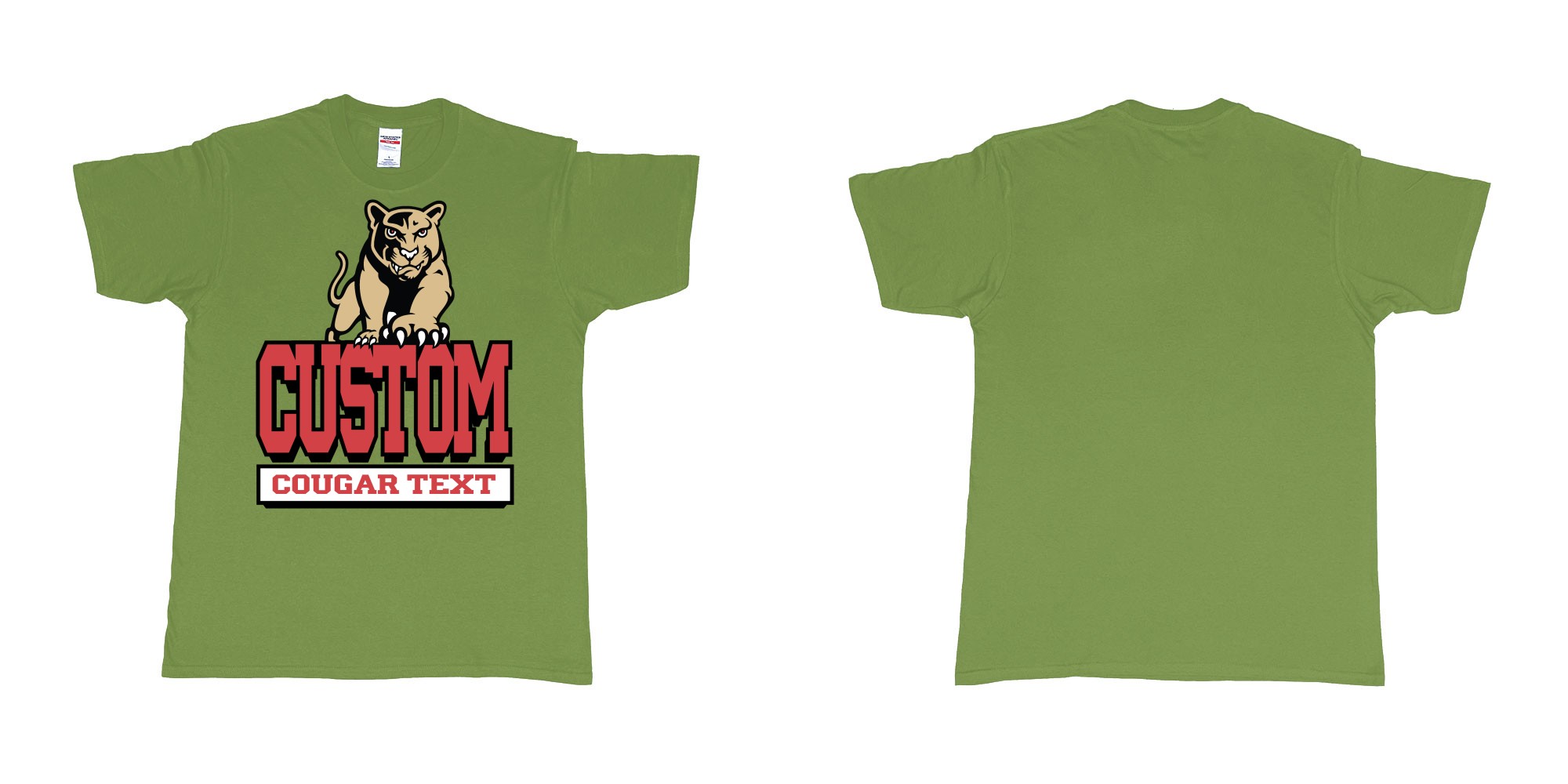 Custom tshirt design university of houston cougars logo custom text printing bali in fabric color military-green choice your own text made in Bali by The Pirate Way