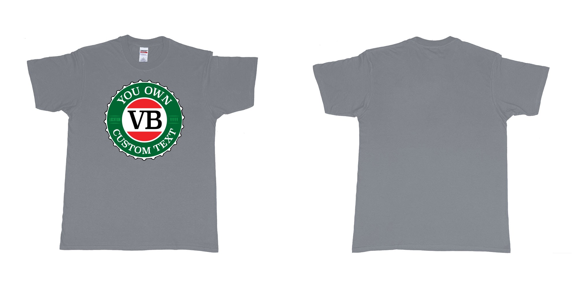 Custom tshirt design vb victoria bitter beer brand bottlecap in fabric color misty choice your own text made in Bali by The Pirate Way