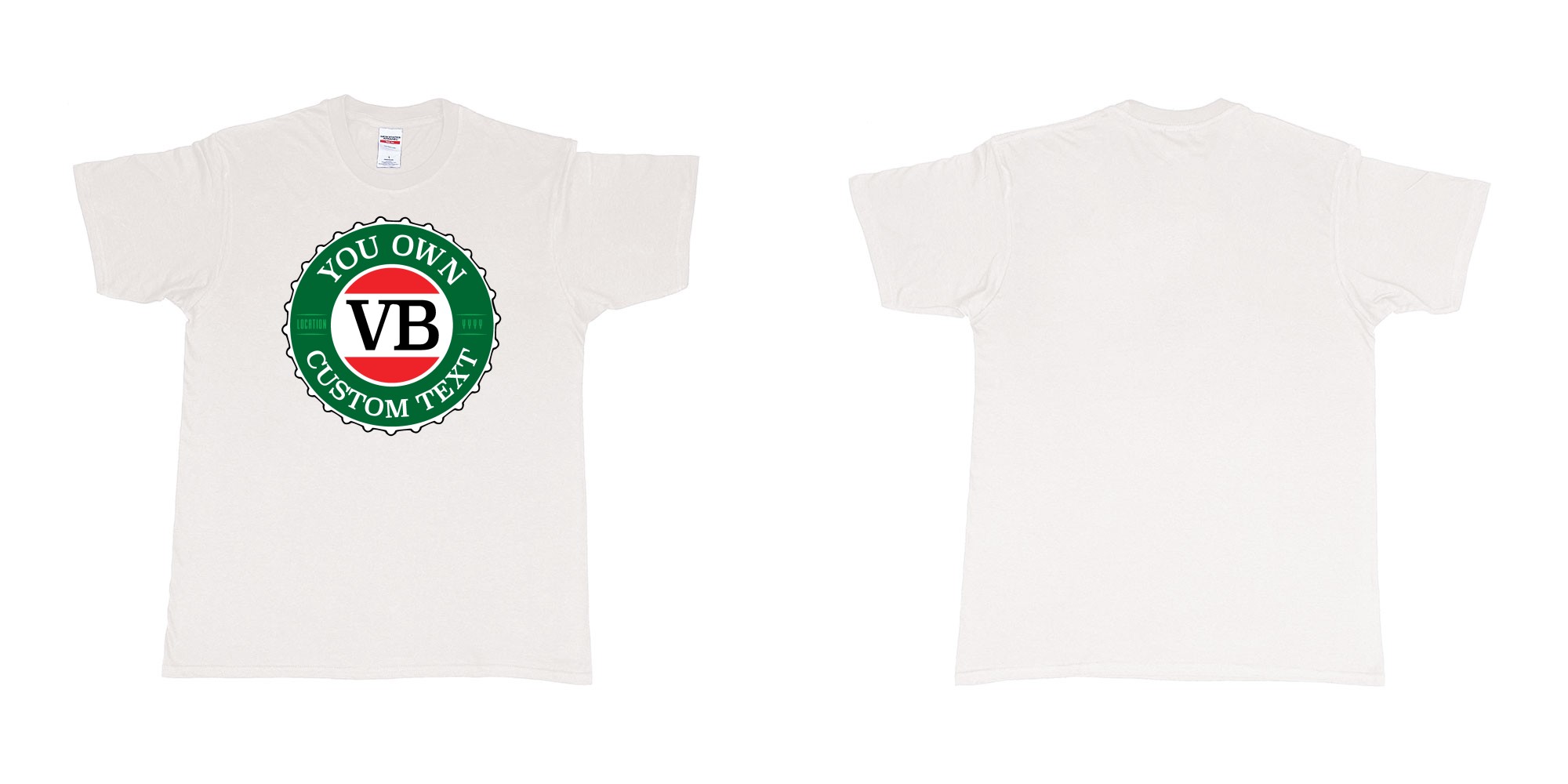 Custom tshirt design vb victoria bitter beer brand bottlecap in fabric color white choice your own text made in Bali by The Pirate Way