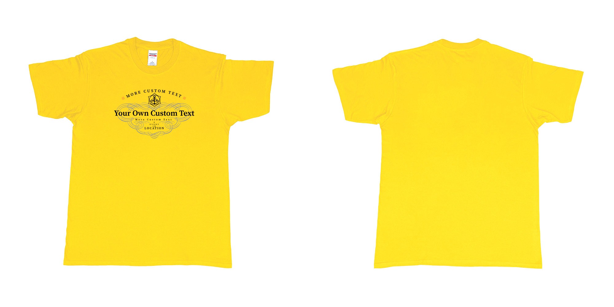 Custom tshirt design veuve clicquot yellow label in fabric color daisy choice your own text made in Bali by The Pirate Way