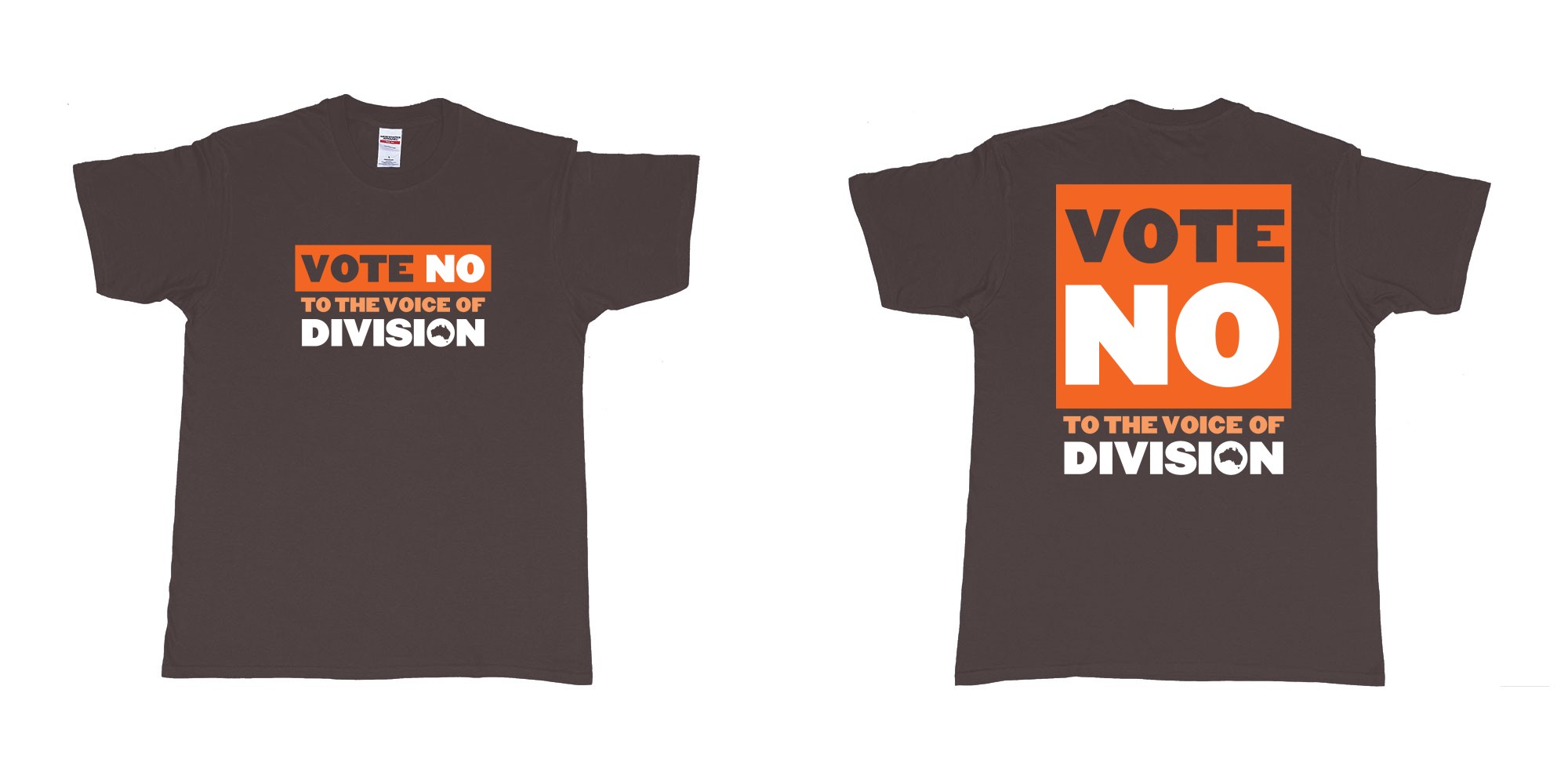 Custom tshirt design vote no to the voice of division australia in fabric color dark-chocolate choice your own text made in Bali by The Pirate Way