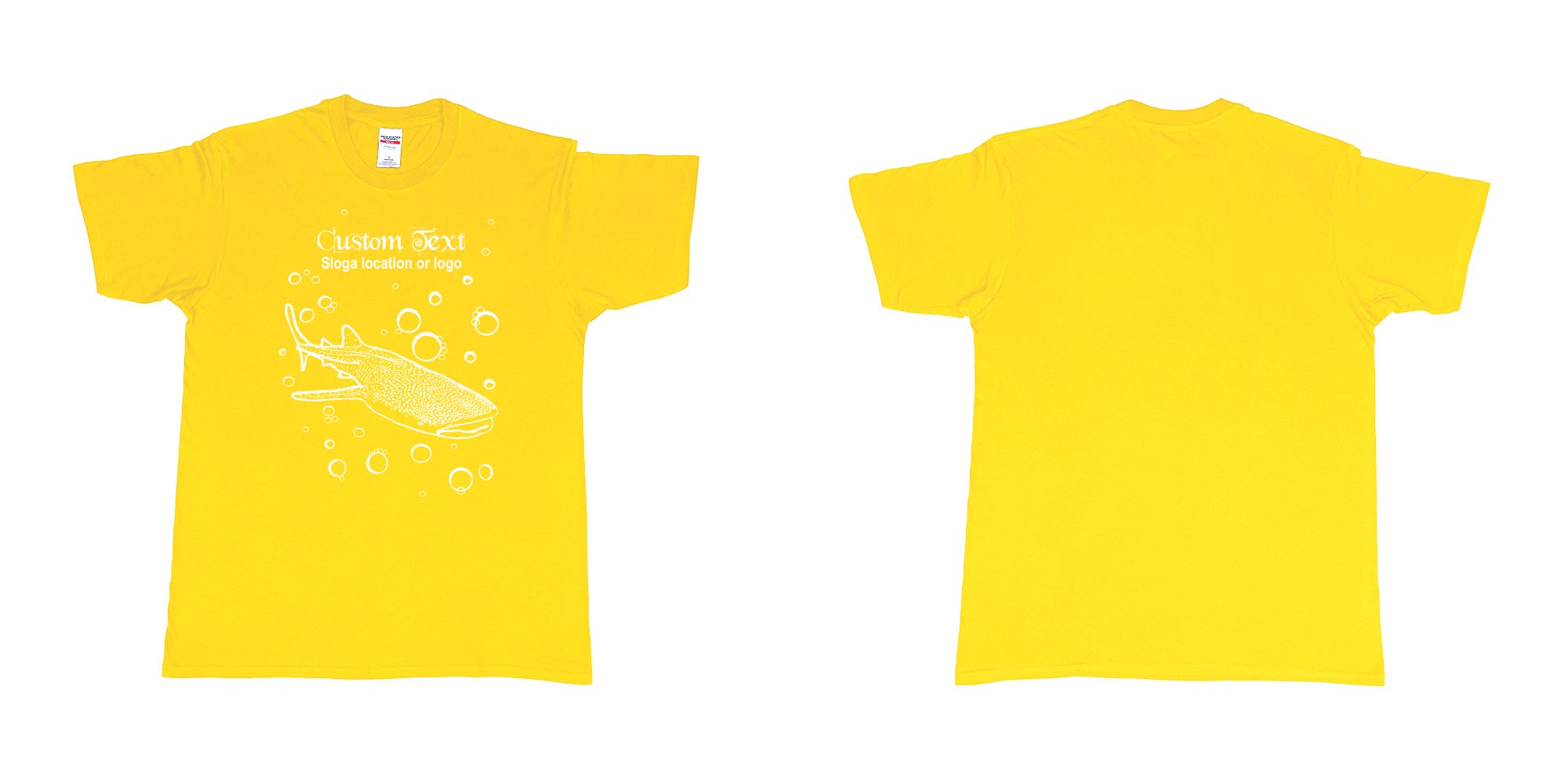 Custom tshirt design whale shark gili islands bubbles in fabric color daisy choice your own text made in Bali by The Pirate Way