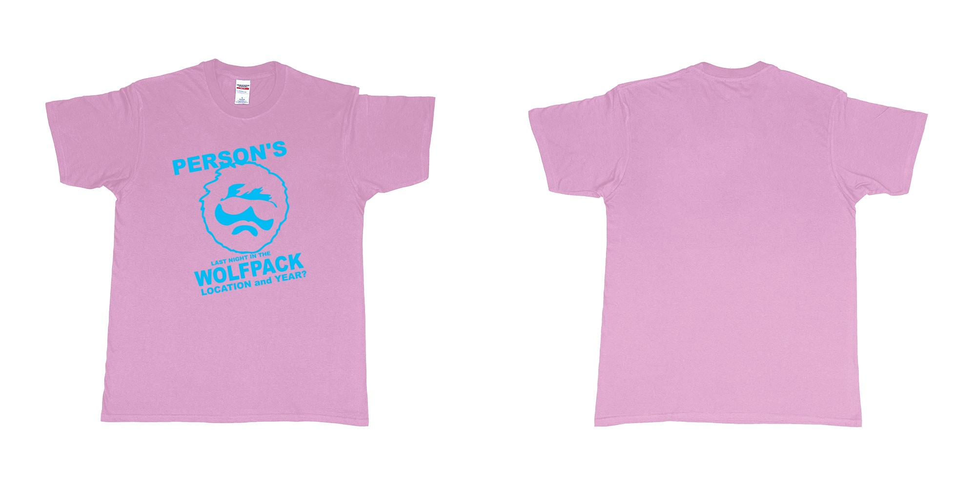 Custom tshirt design wolfpack in fabric color light-pink choice your own text made in Bali by The Pirate Way