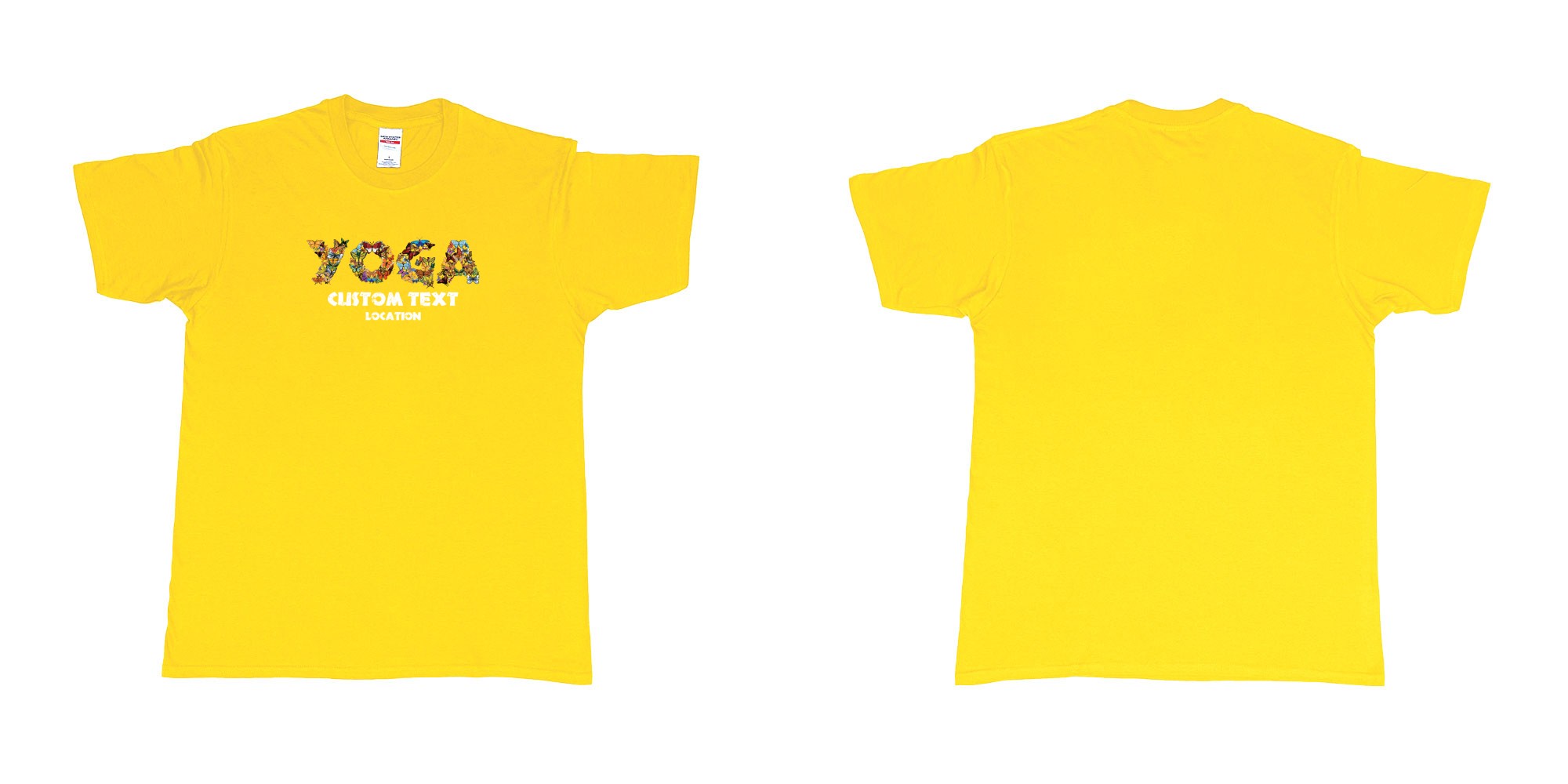 Custom tshirt design yoga butterflys custom text location in fabric color daisy choice your own text made in Bali by The Pirate Way