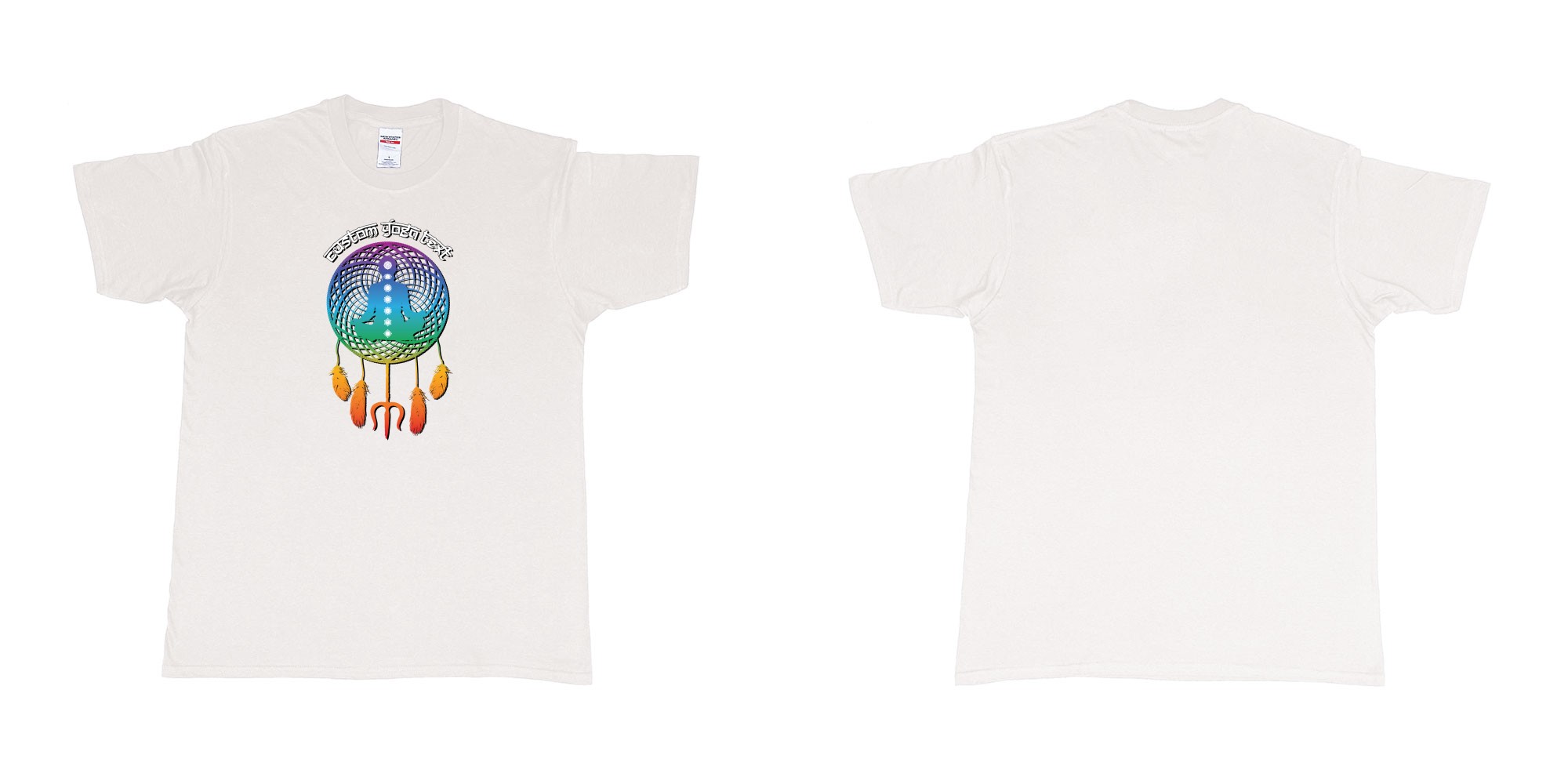 Custom tshirt design yoga dreamcatcher in fabric color white choice your own text made in Bali by The Pirate Way