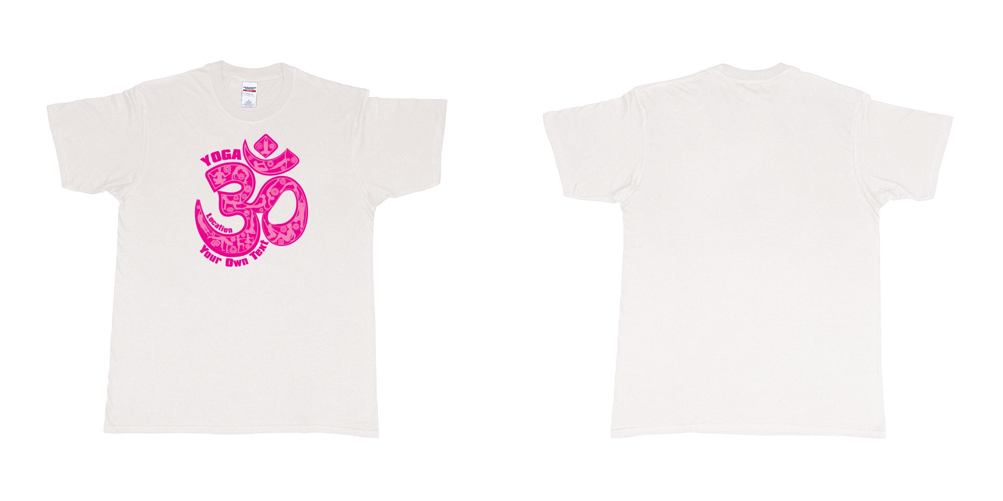Custom tshirt design yoga om people doing yoga chakras t shirt personalised printing bali in fabric color white choice your own text made in Bali by The Pirate Way