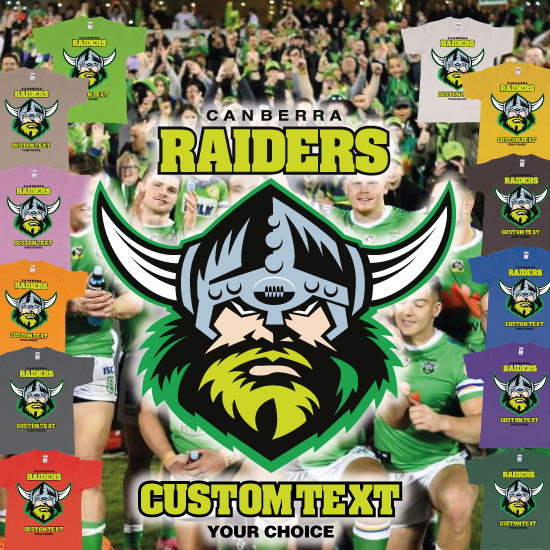 Canberra Raiders NRL Logo Own Printed Tshirt custom Text Near You