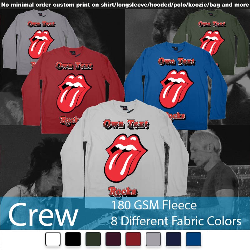 Own Custom Text Rocks Rolling Stones Logo Red Tongue and Lips Print Bali