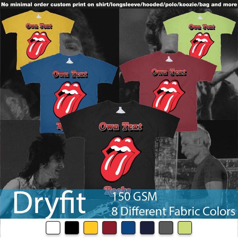 Own Custom Text Rocks Rolling Stones Logo Red Tongue and Lips Print Bali