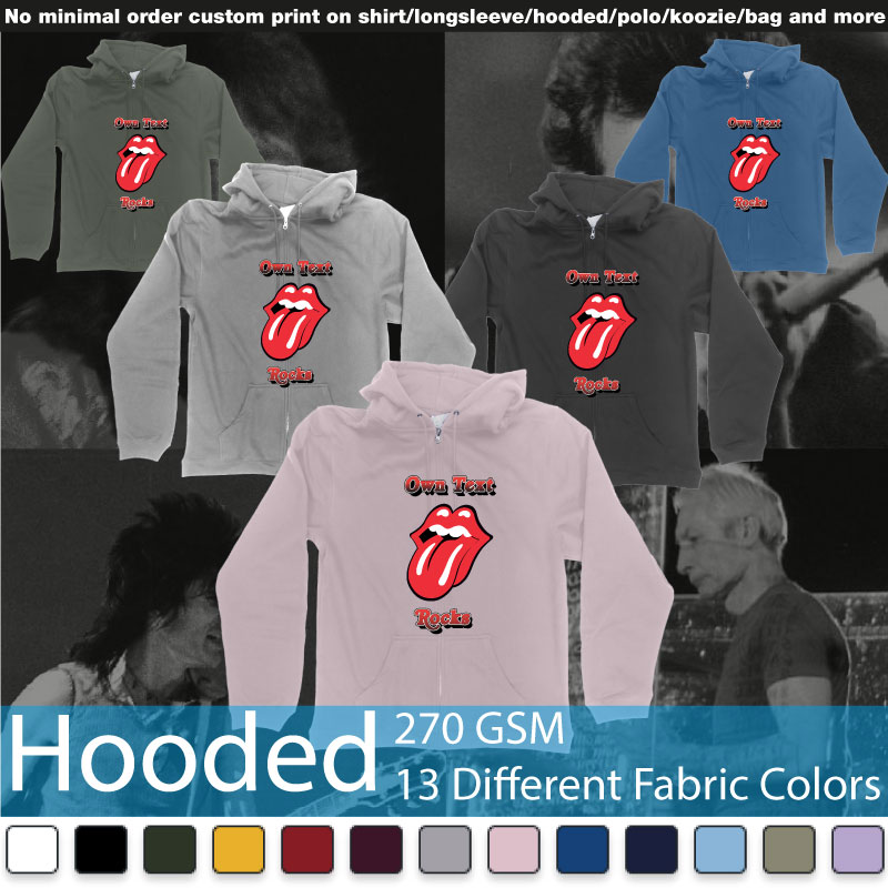 Own Custom Text Rocks Rolling Stones Logo Red Tongue and Lips Print Bali
