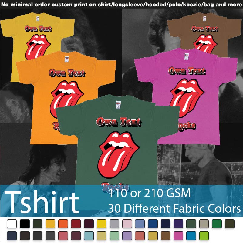 Own Custom Text Rocks Rolling Stones Logo Red Tongue and Lips Print Bali