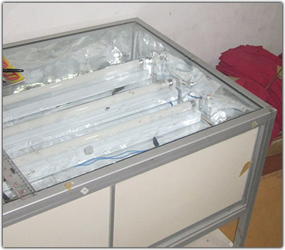 Our old light box, where the screens are made